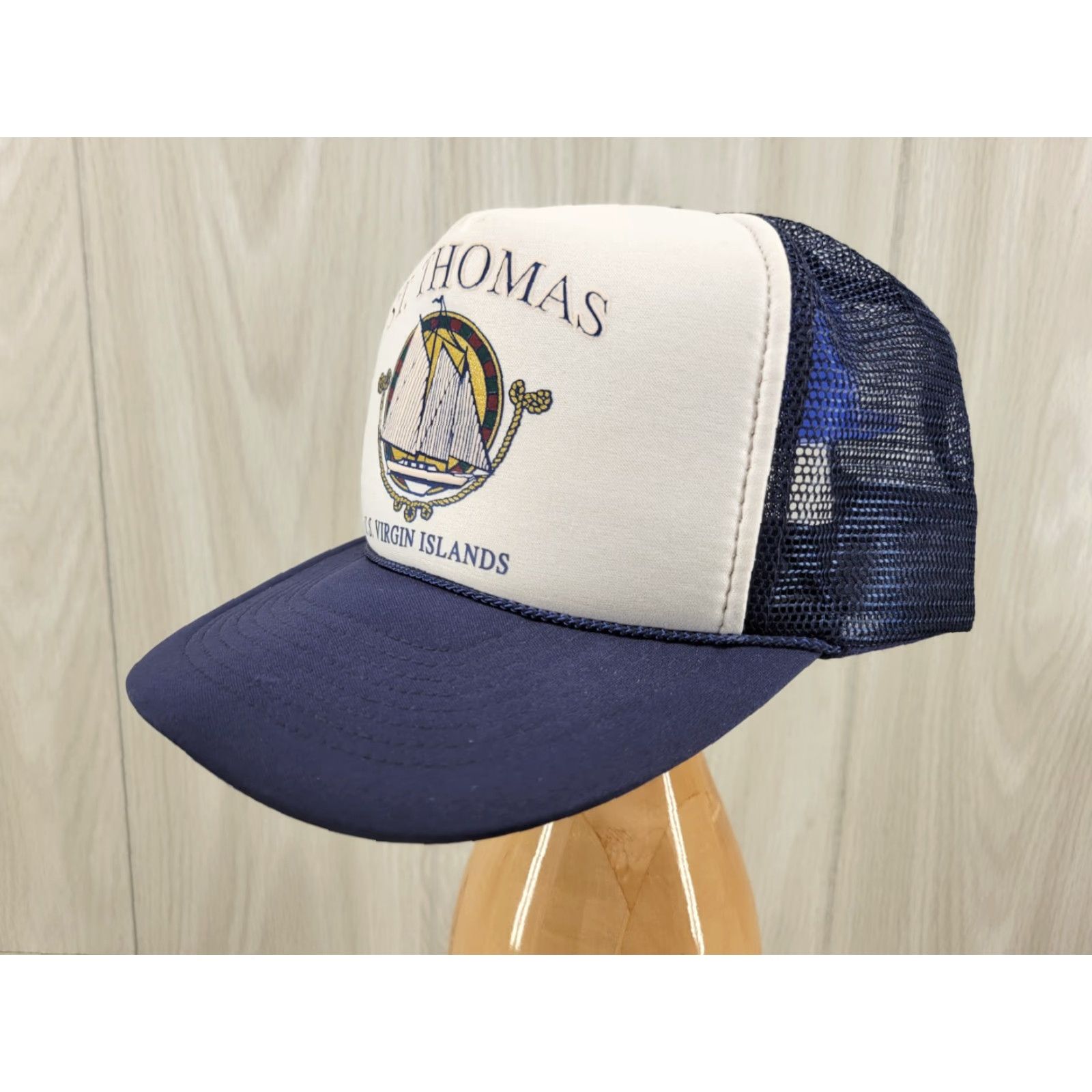 Vintage VINTAGE Nissin Trucker Hat Cap St. Thomas Virgin Islands Adjustible Men Blue 90s Mens Size ONE SIZE - 4 Thumbnail
