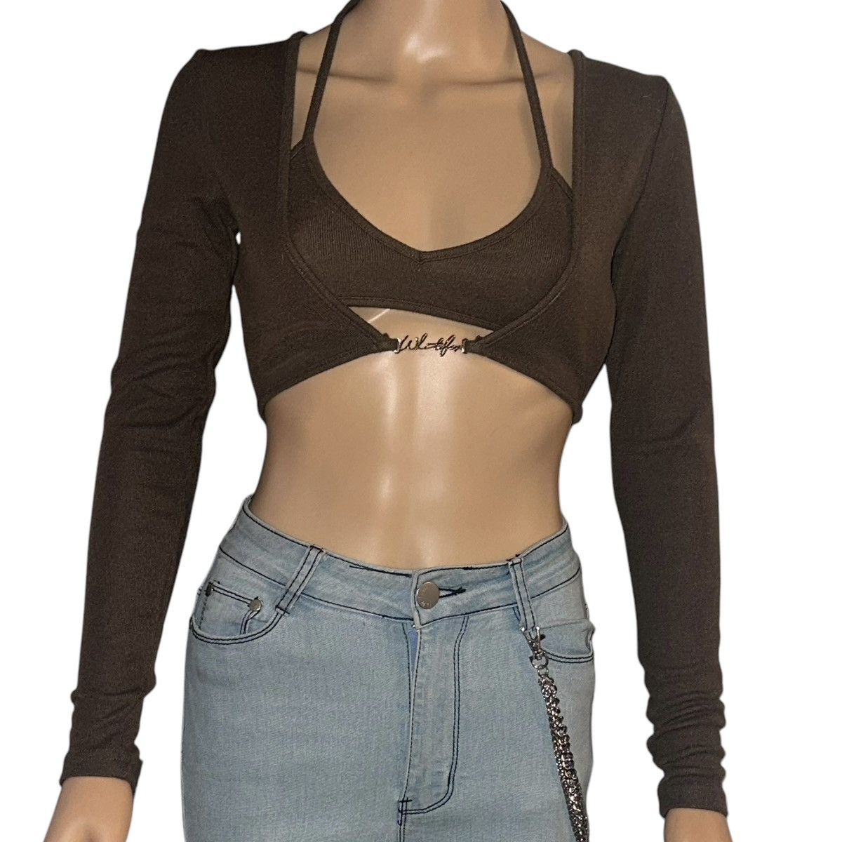 Other White Fox brown long sleeve crop top Size XS / US 0-2 / IT 36-38 - 1 Thumbnail