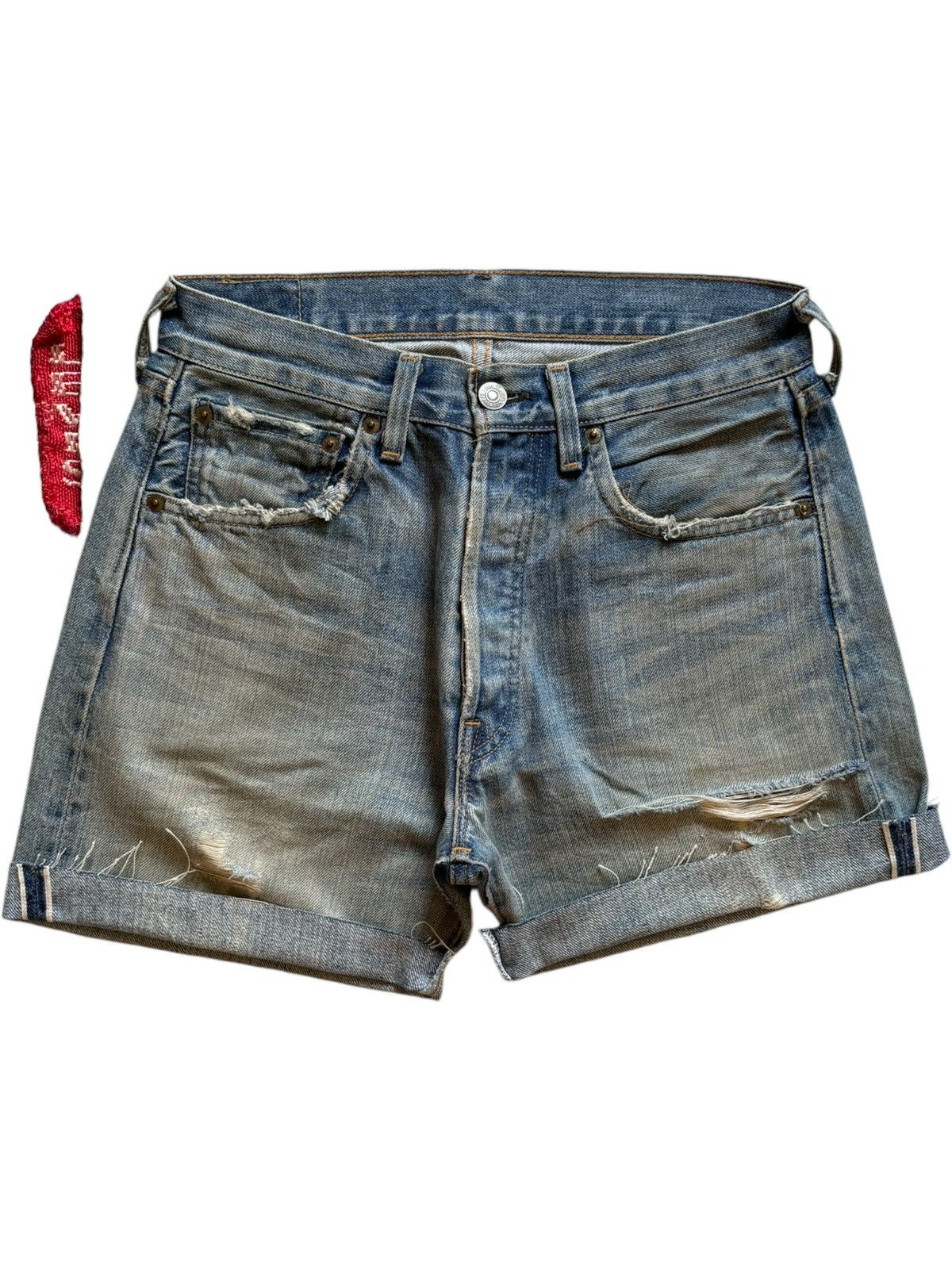 Levi's × Levi's Vintage Clothing Vintage 80s Levis 501 Big E Selvedge Mud Wash Jean Shorts Size US 29 - 1 Thumbnail