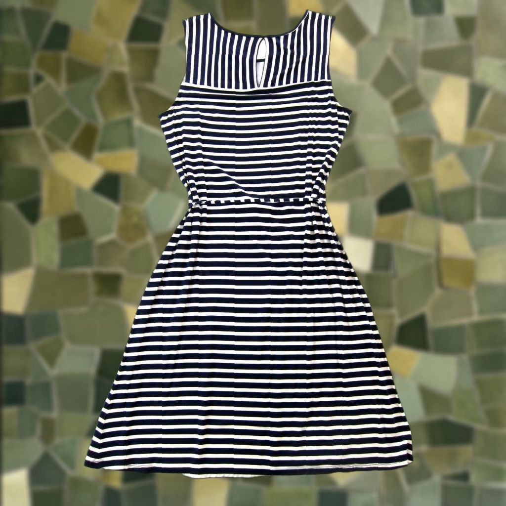 Liz Claiborne NWT Liz Claiborne Blue White Stripe Rayon Stretch Sheath Tank Sun Dress Medium Size M / US 6-8 / IT 42-44 - 1 Thumbnail