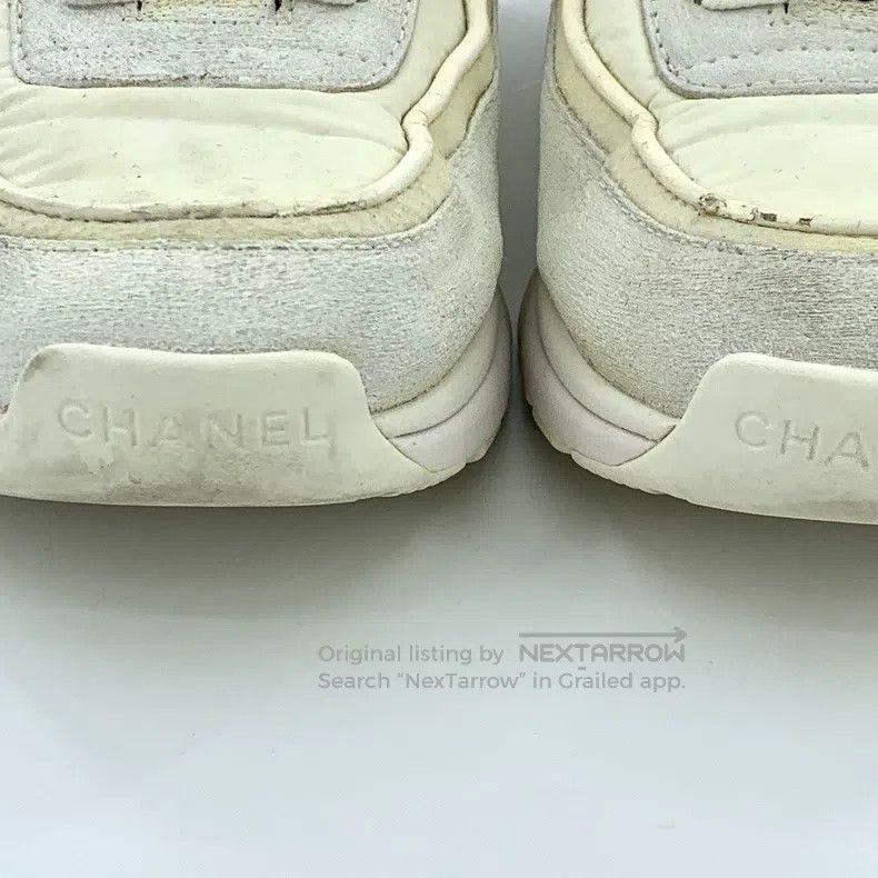 Chanel Chanel White logo lace-tailed casual flat sneakers Size US 8 / IT 38 - 8 Thumbnail
