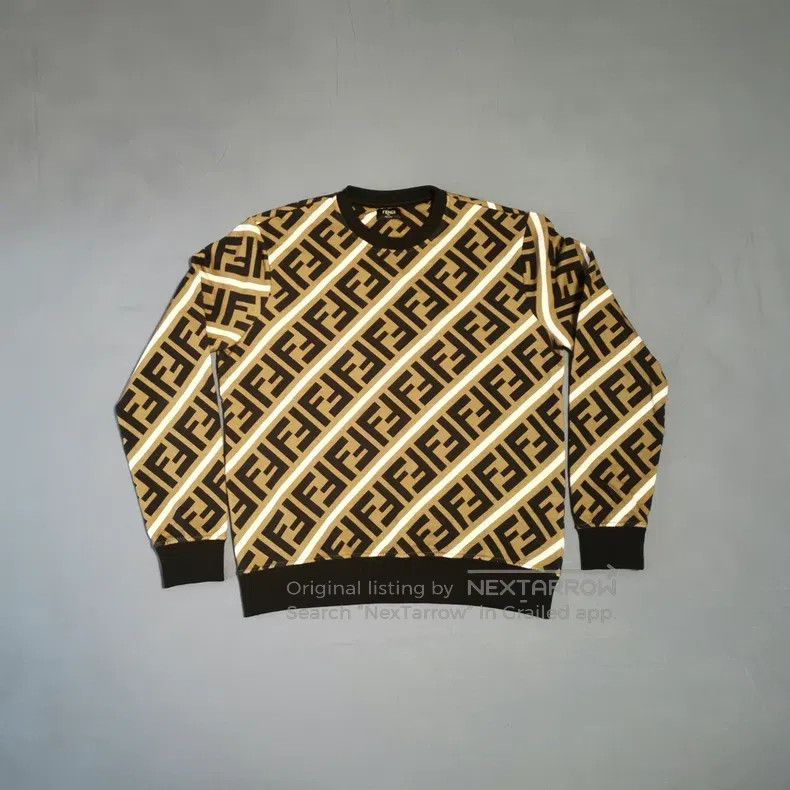 Fendi Fendi Letter print round neck long sleeve sweater - Brown Size US L / EU 52-54 / 3 - 1 Thumbnail