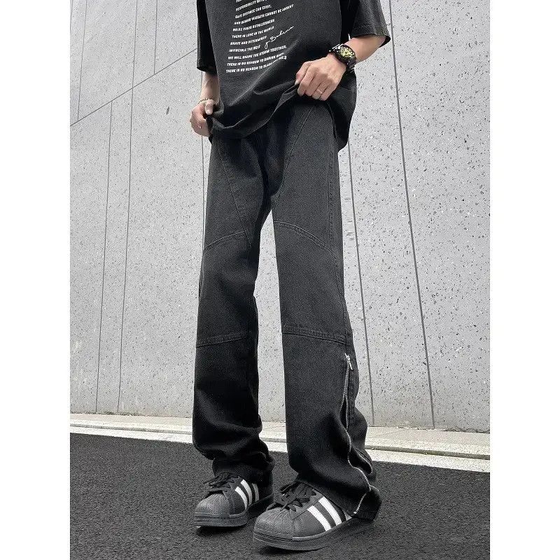 Japanese Brand Retro loose straight leg wide leg zipper jeans Size US 32 / EU 48 - 6 Thumbnail