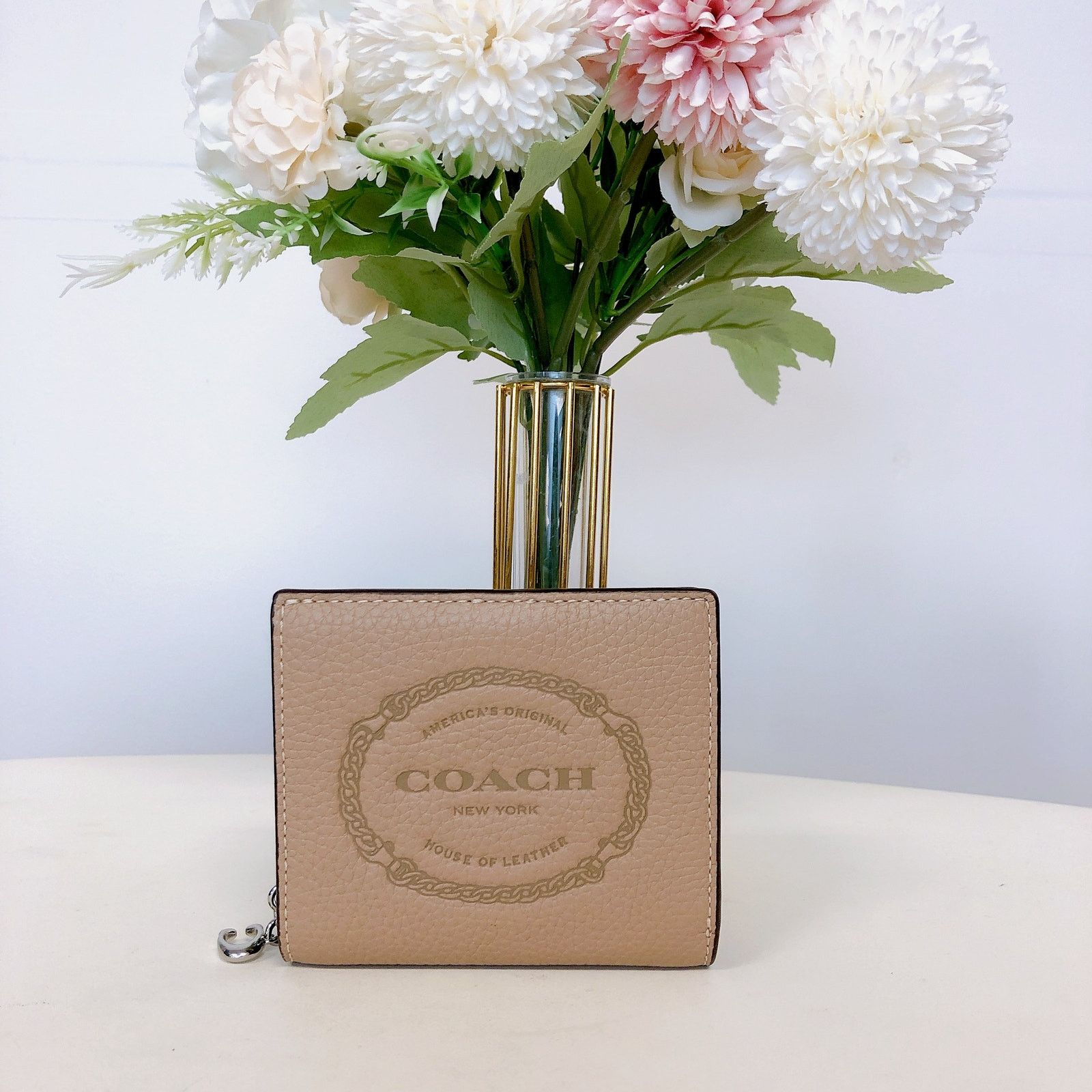 Coach Coach CM216 Snap Wallet With Coach Heritage IN Taupe Size ONE SIZE - 1 Thumbnail