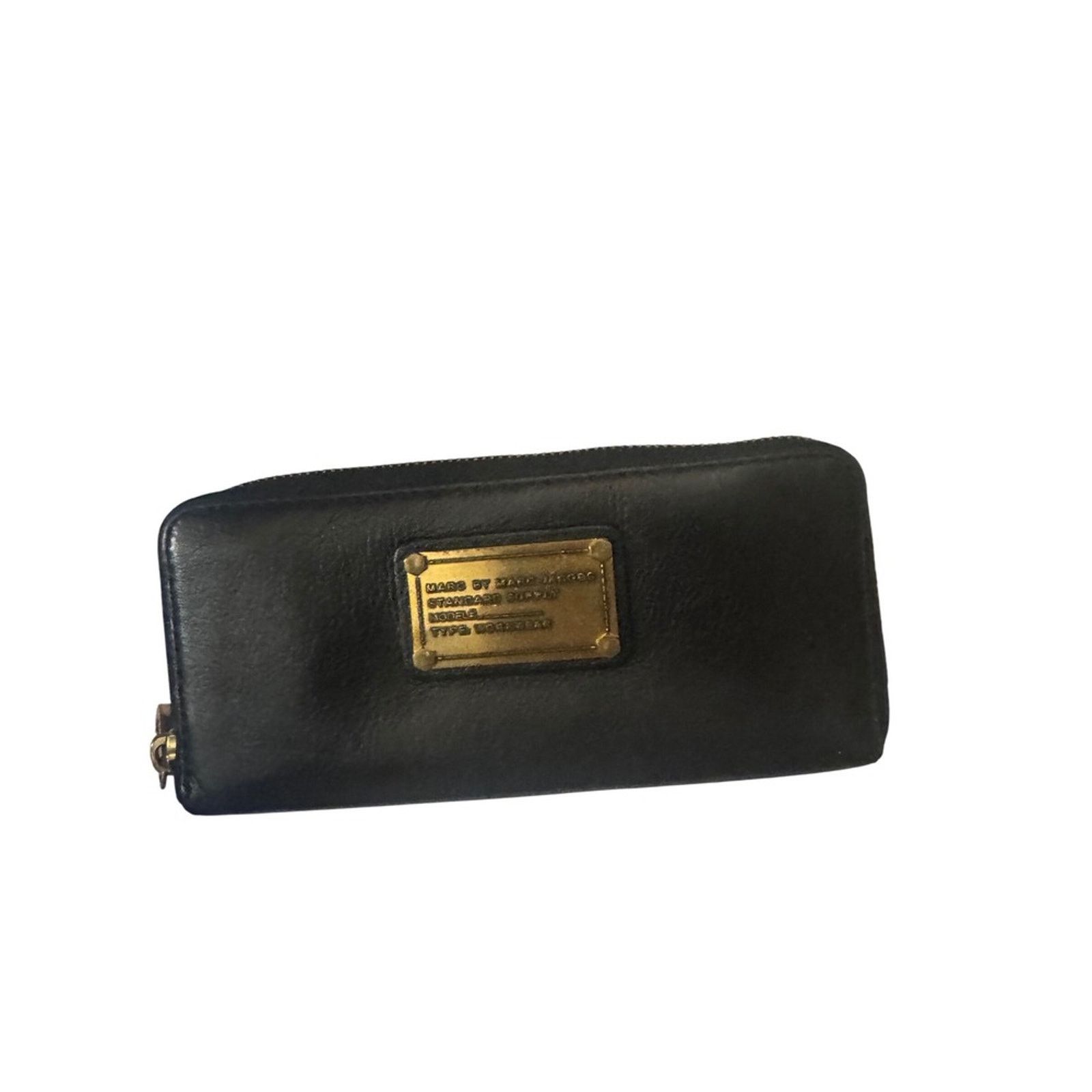 Marc by Marc Jacobs Marc Jacobs Black Leather Zip Around Wallet & Textured Size ONE SIZE - 1 Thumbnail