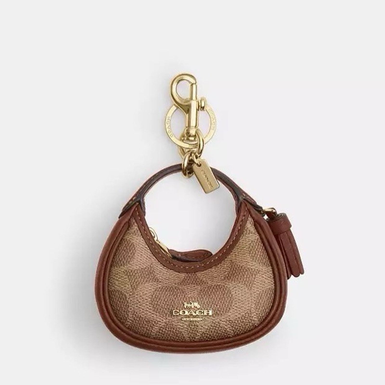 Coach NWT Coach Mini Carmen Bag Charm Gold/Tan/Brown CBK67 Size ONE SIZE - 7 Thumbnail