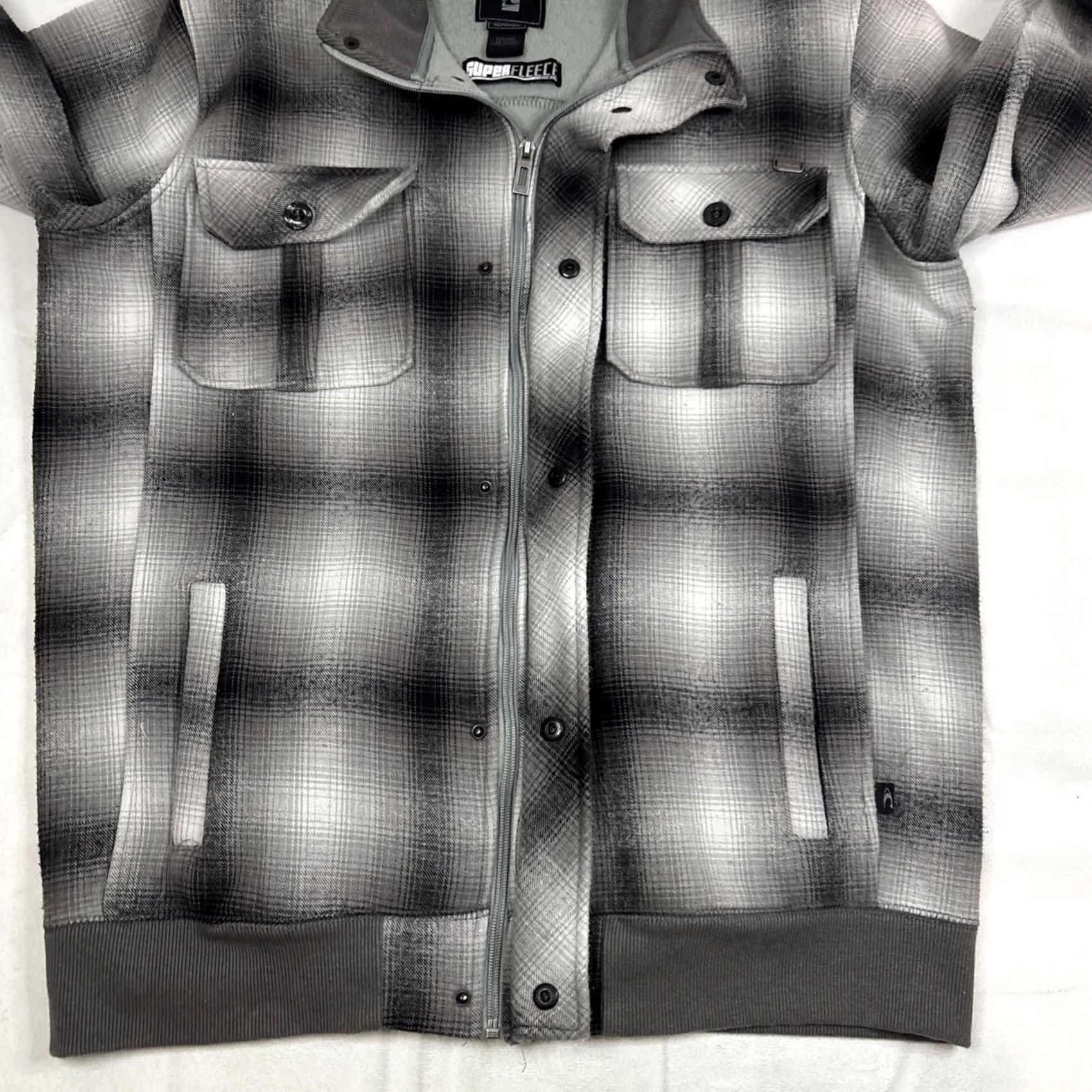 O'Neill O'Neill Echelon Jacket Men’s XL Plaid Gray Super Fleece Full Zip Surf Skate Military Jacket Size US XL / EU 56 / 4 - 5 Thumbnail