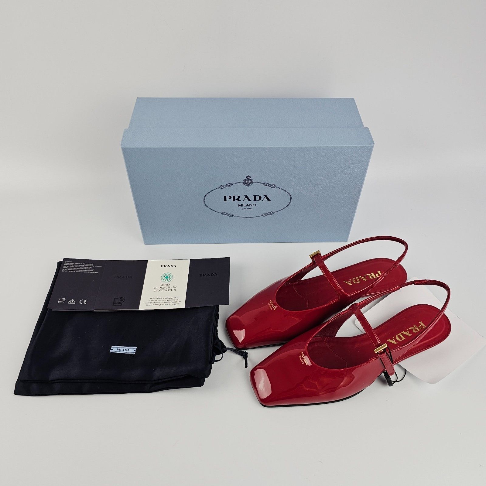 Prada PRADA Red Patent Leather Slingback Ballerinas New & Authent Size US 7 / IT 37 - 2 Thumbnail