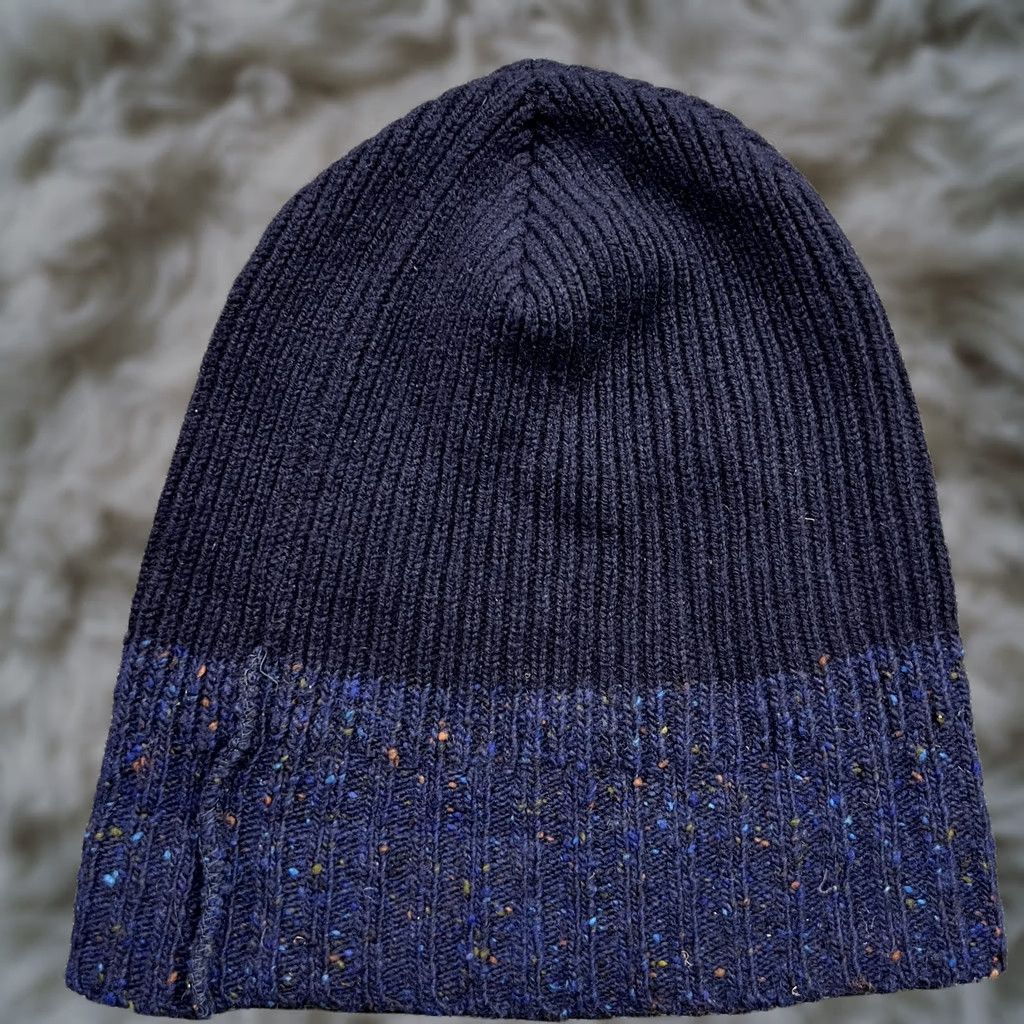 Barbour Barbour Beanie Hat One Size OS 100% Pure New Wool Cuffed Ribbon Navy Blue Unisex Adults Knit Wool Thermal Lined Size ONE SIZE - 1 Thumbnail