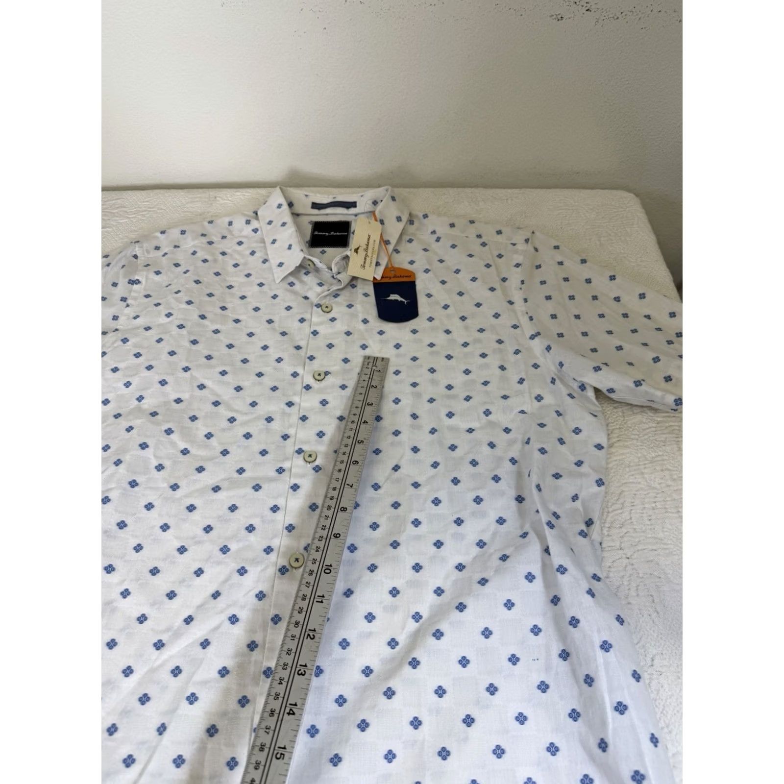 Tommy Bahama Tommy Bahama Mens Diamond Dobby Geometric Shirt XL Blue NWT Size US XL / EU 56 / 4 - 7 Thumbnail
