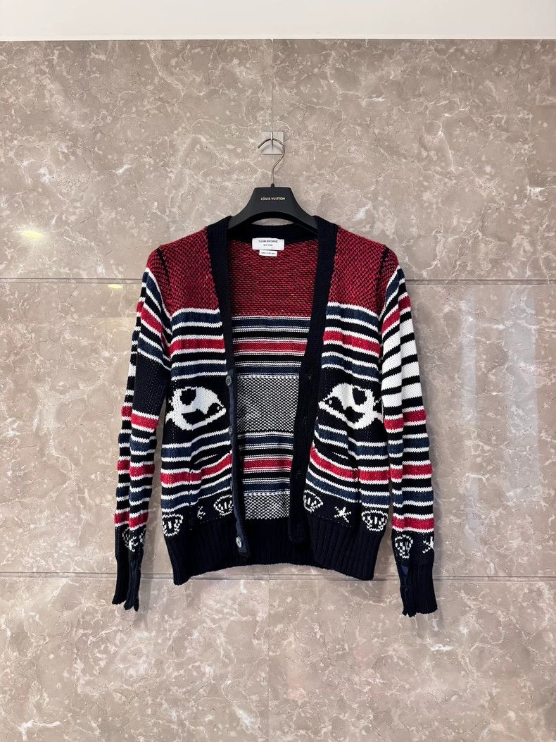 Thom Browne Whale Stripe Knit Cardigan- dmc
