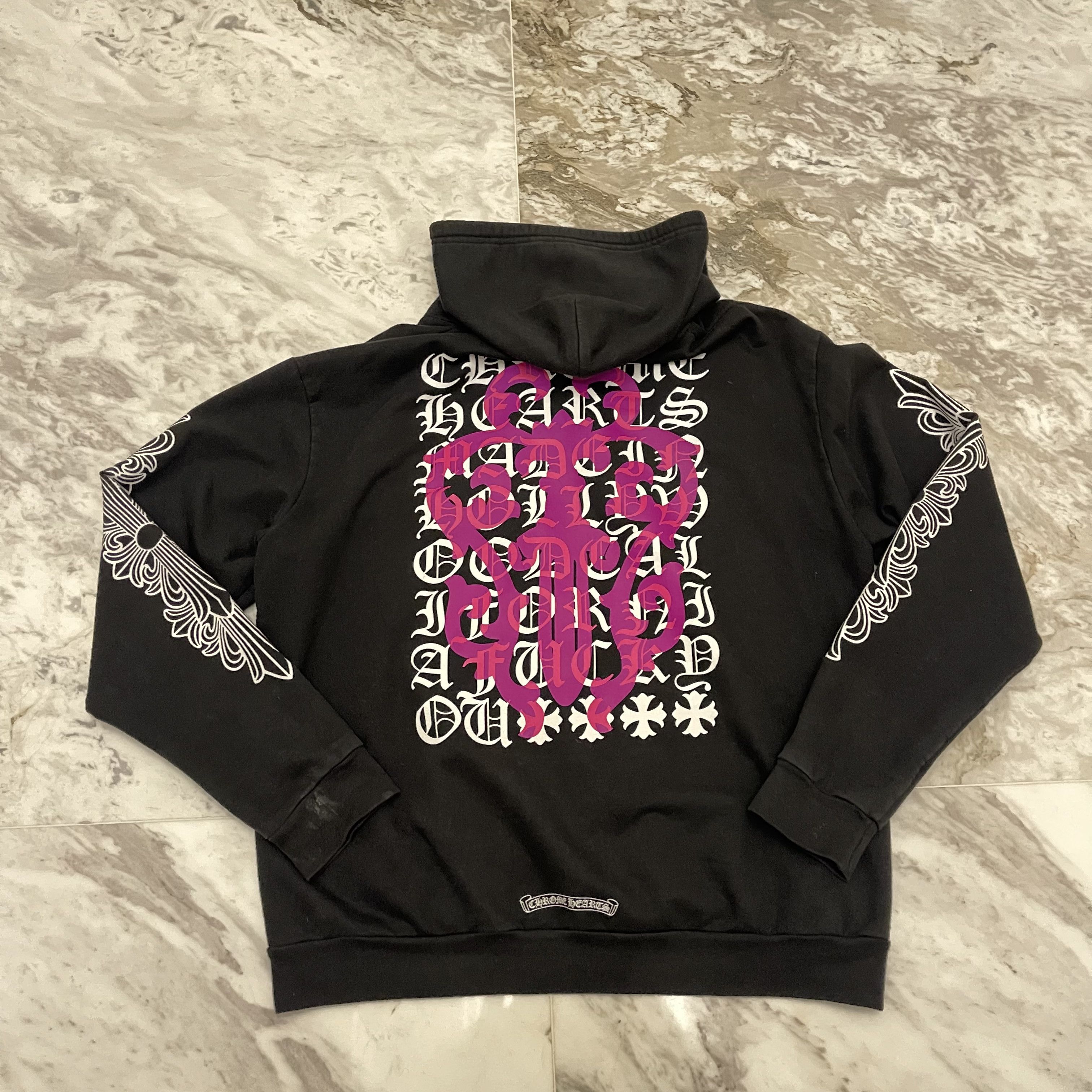 【CHROME HEARTS 】Eye Chart Pink Dagger Hoodie フーディー CHROME HEARTS 】Eye Chart Pink Dagger Zip-Up Hoodie ジップ