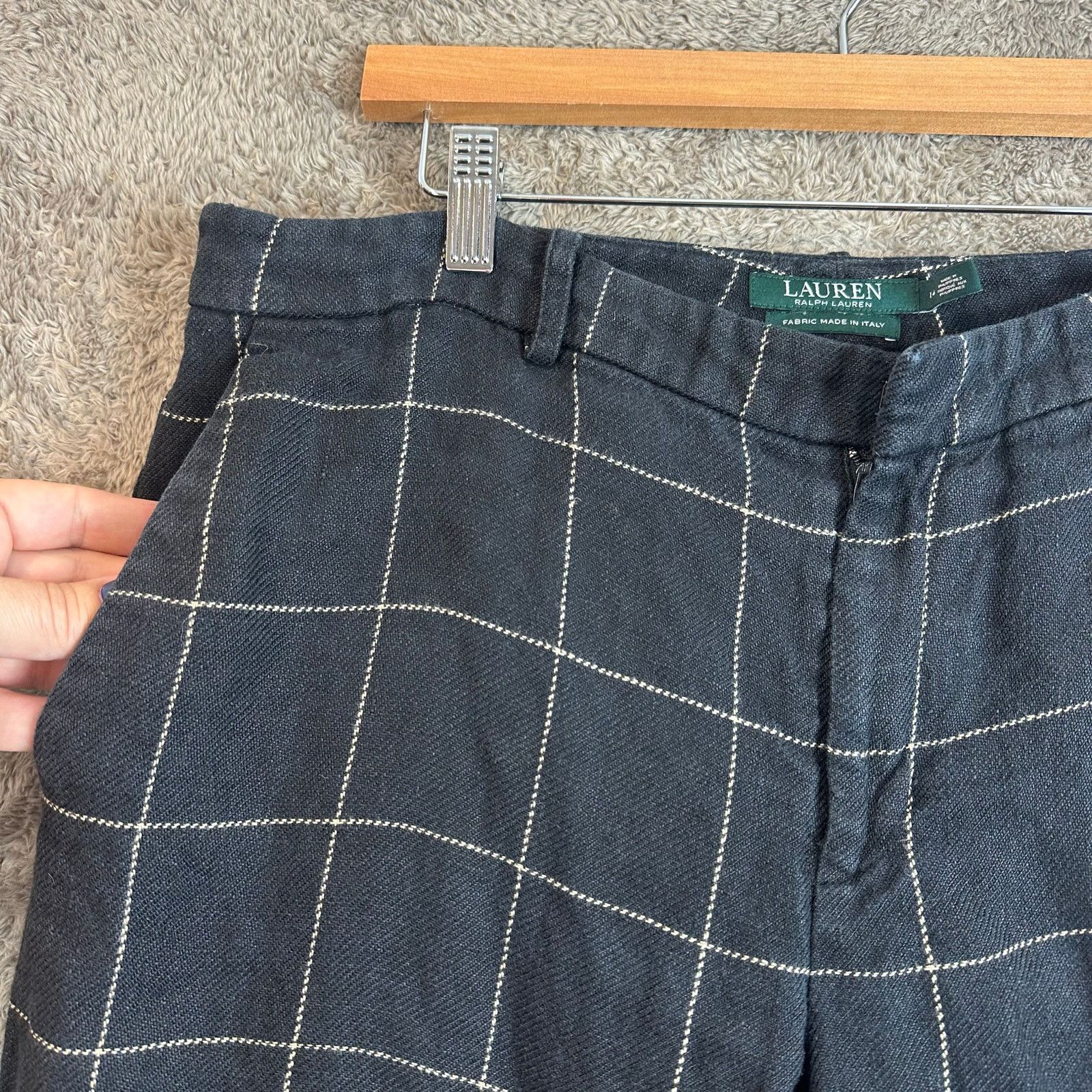 Lauren Ralph Lauren LRL Ralph Lauren Gray 14 Linen Windowpane Plaid Cuffed Pants Size 36" / US 14 / IT 50 - 4 Thumbnail