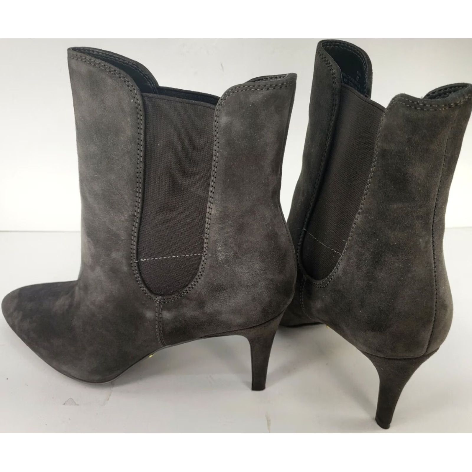 Ralph Lauren LAUREN RALPH LAUREN Pasmia Women's Gray Suede 3" Heel Bootie Size 8B Dark Gray Leather Pointed Toe Stiletto Pull On Elastic Logo Fall Winter Boots Size US 8 / IT 38 - 5 Thumbnail