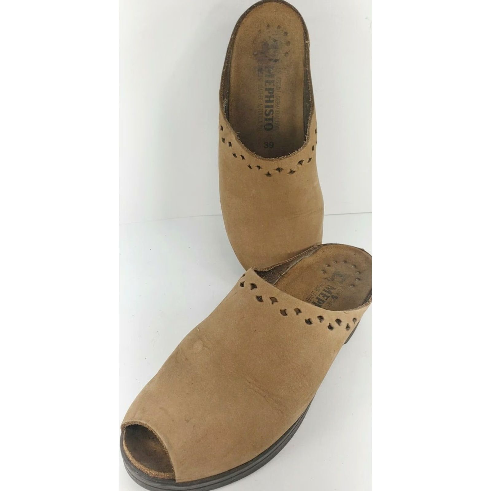 Mephisto Mephisto Women's Black Peep Toe Leather Mule Clog Size 8M 39E Size US 8 / IT 38 - 4 Thumbnail
