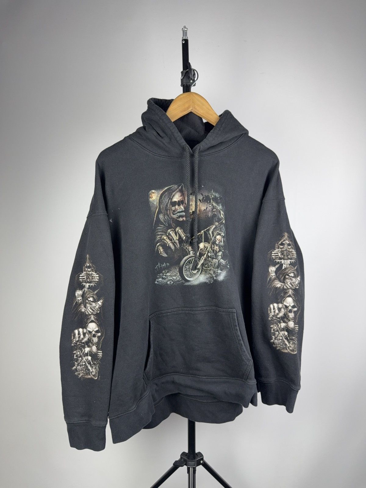 Harley Davidson Vintage 90s Faded Biker Death on Harley Logo Moto Hoodie Size US L / EU 52-54 / 3 - 1 Thumbnail