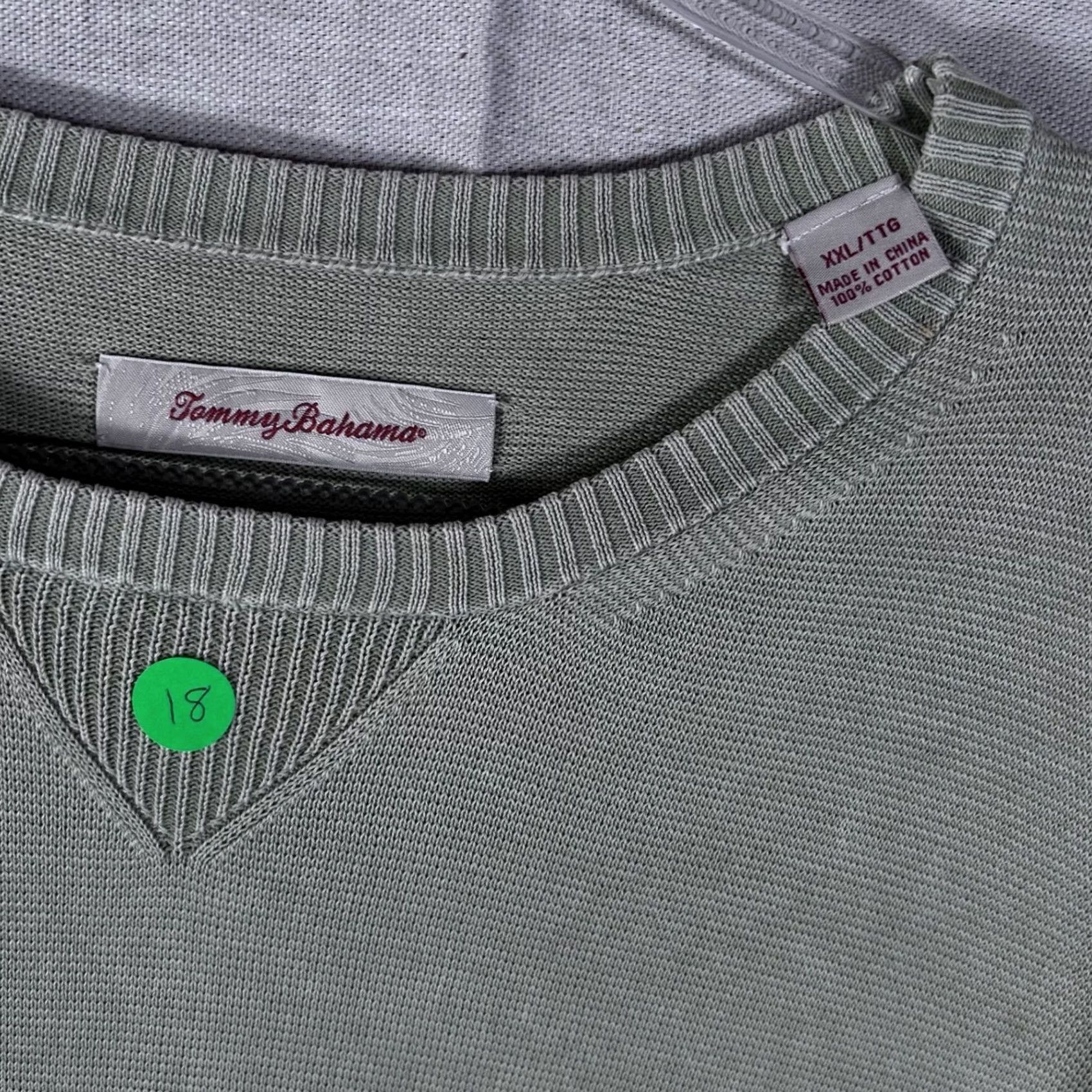 Tommy Bahama Tommy Bahama Mens 2XL Sage Green 100% Cotton Crewneck Long Sleeve Knit Sweater Size US XXL / EU 58 / 5 - 2 Thumbnail