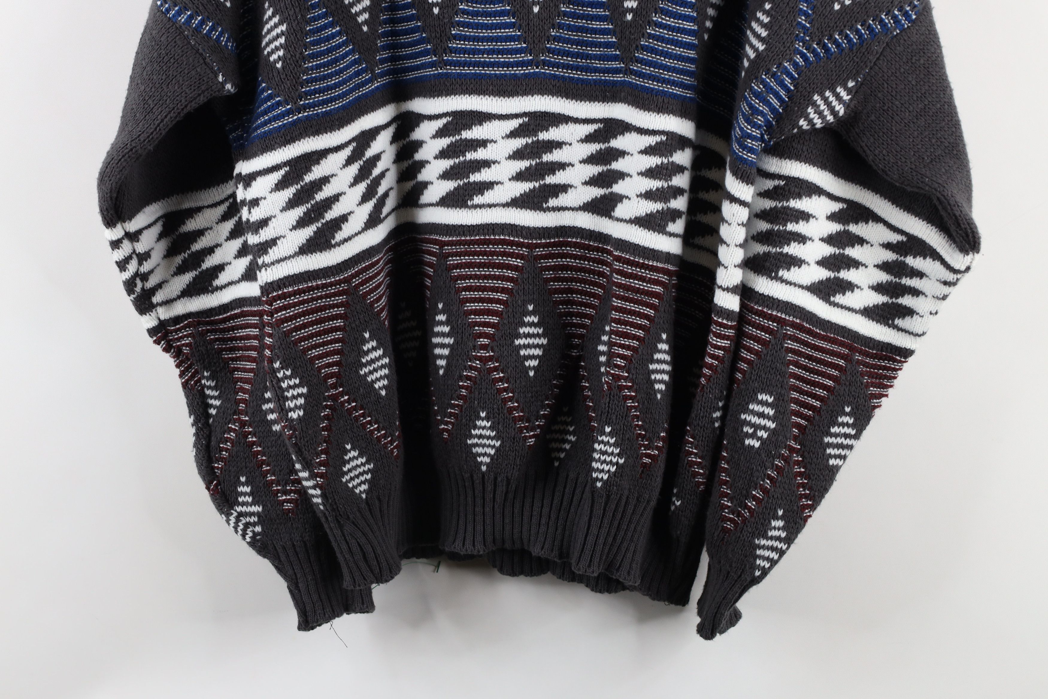 Vintage Vintage 90s Streetwear Diamond Knit Crewneck Sweater USA Size US L / EU 52-54 / 3 - 7 Thumbnail