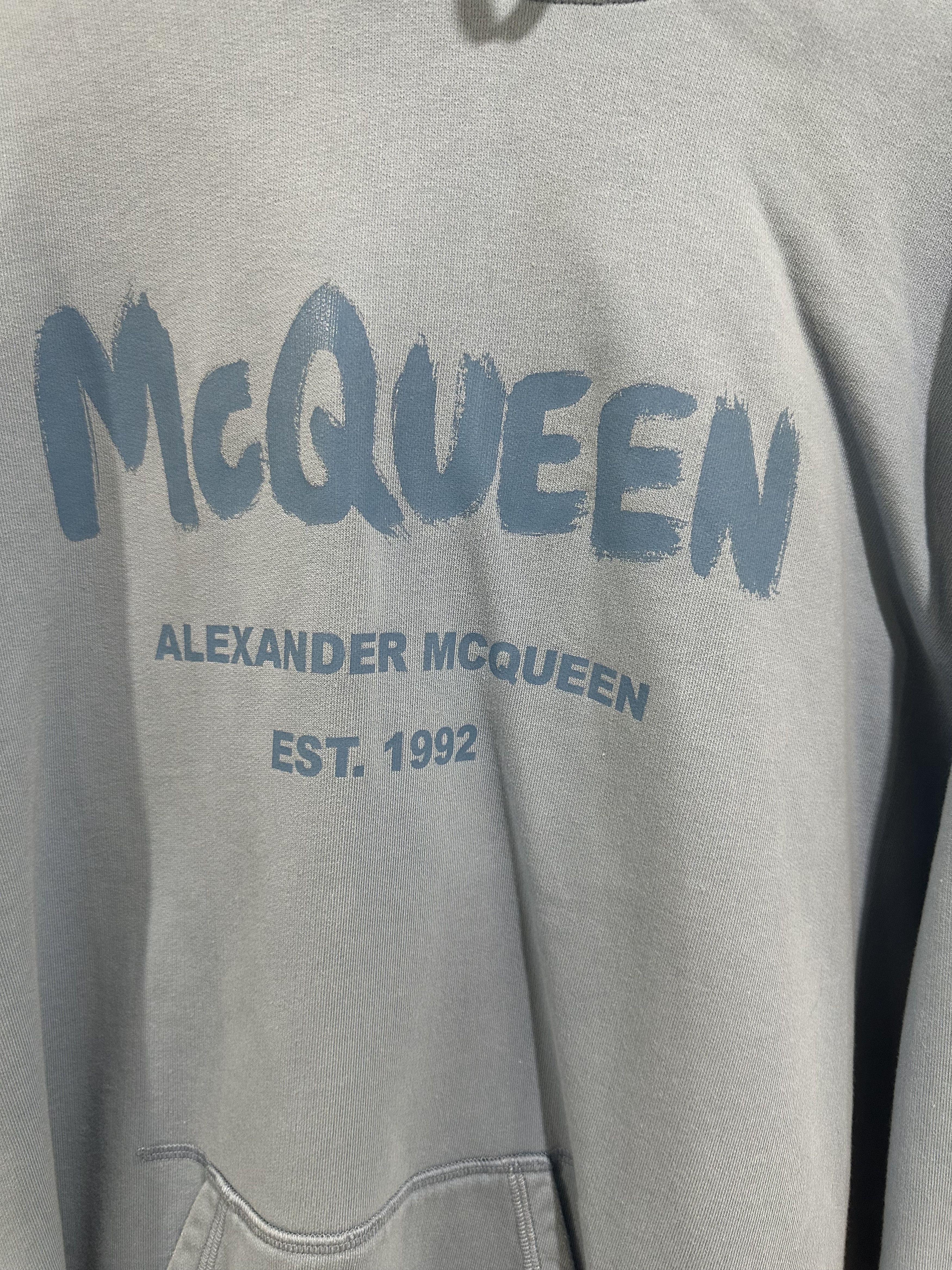 Alexander McQueen Alexander McQueen Graffiti Logo Hoodie Light Blue Size US XL / EU 56 / 4 - 4 Thumbnail