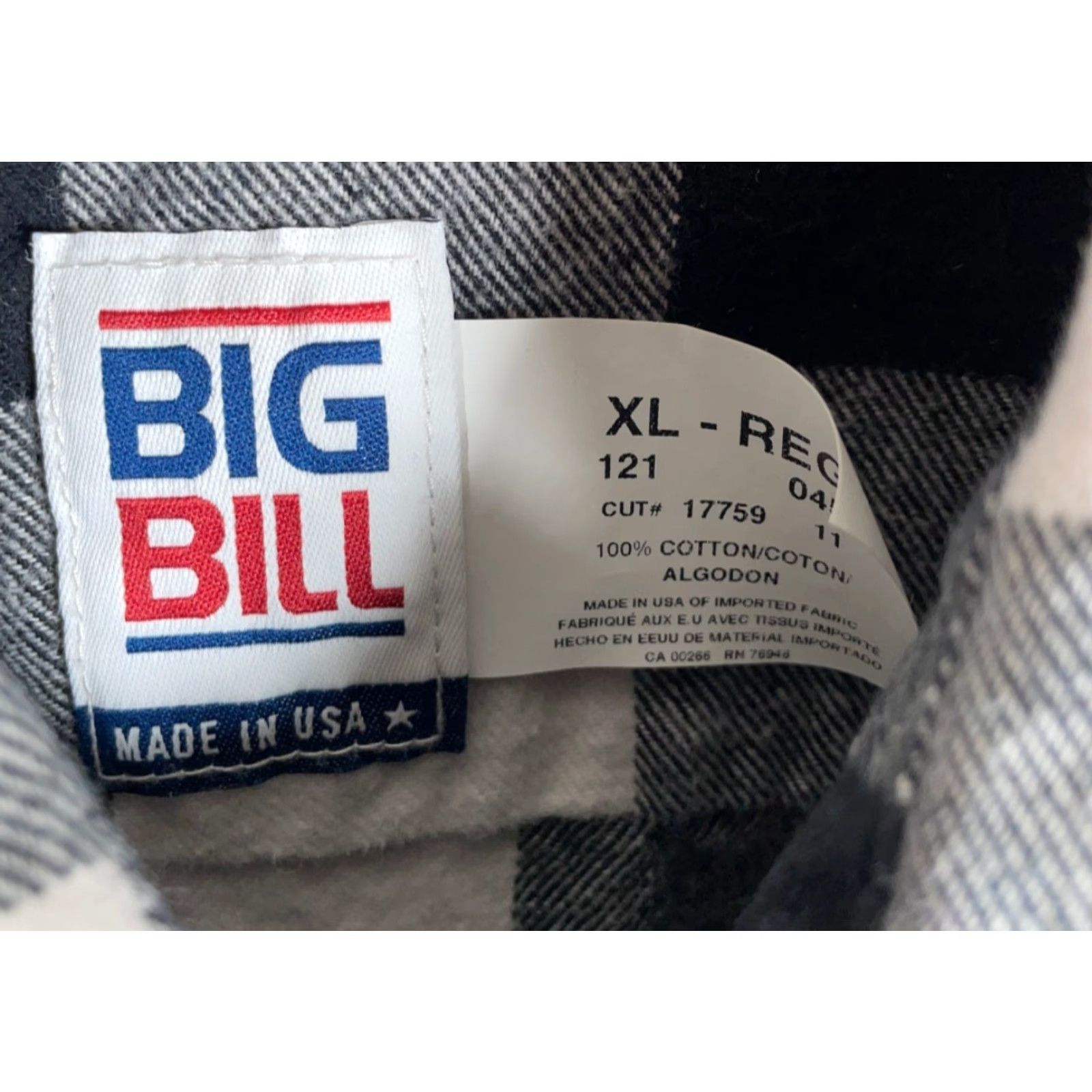 Vintage Big Bill Flannel Shirt Men XL White Black Buffalo Plaid Heavyweight Workwear 90s Grunge USA Size US XL / EU 56 / 4 - 3 Thumbnail