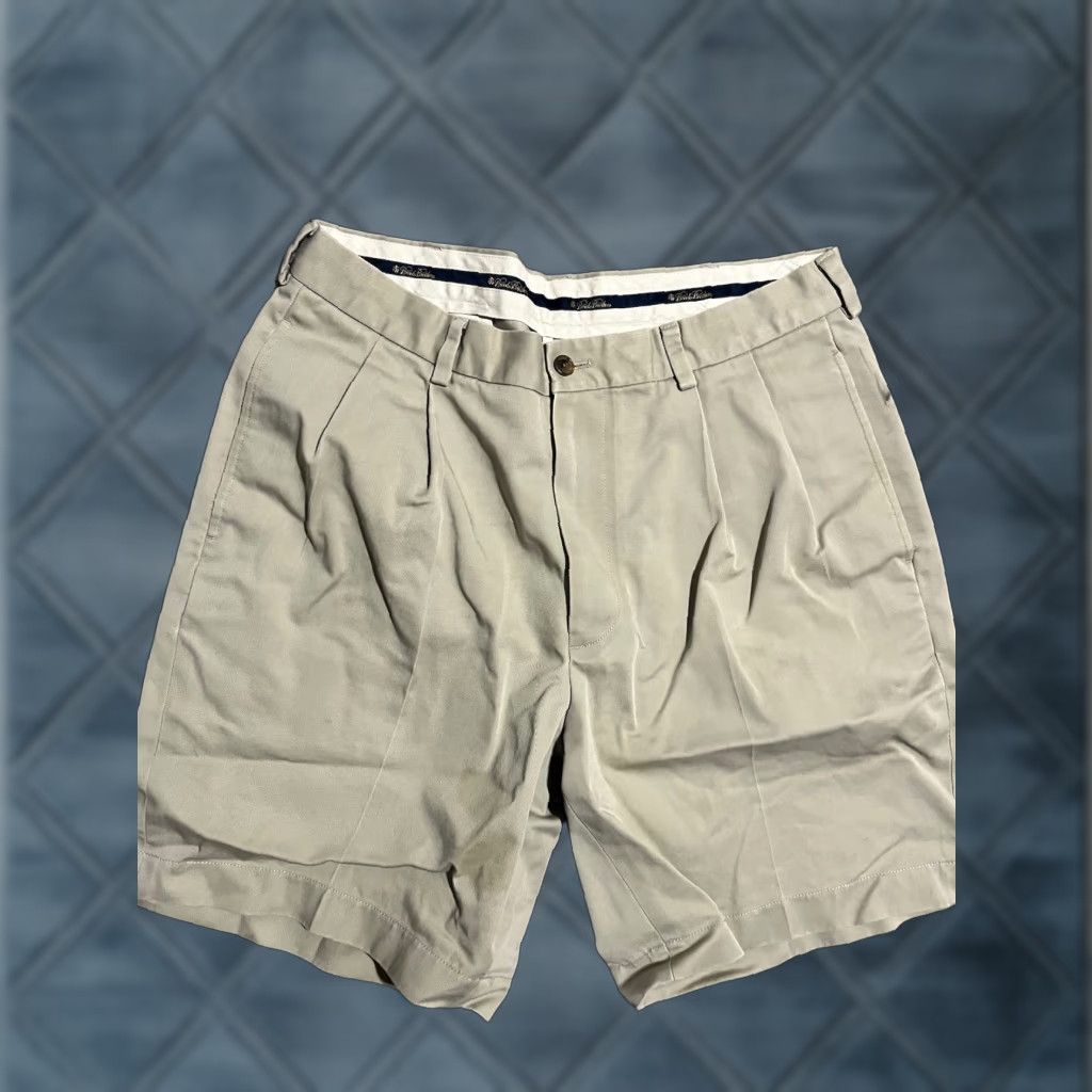 Brooks Brothers Brooks Brothers Men’s Khaki Tan Pleated Shorts 34W/8” Inseam 34 Waist 8” Narrow Regular Casual Chino Pockets Beige Cotton Woven Vintage: No Mens Size US 34 / EU 50 - 1 Thumbnail
