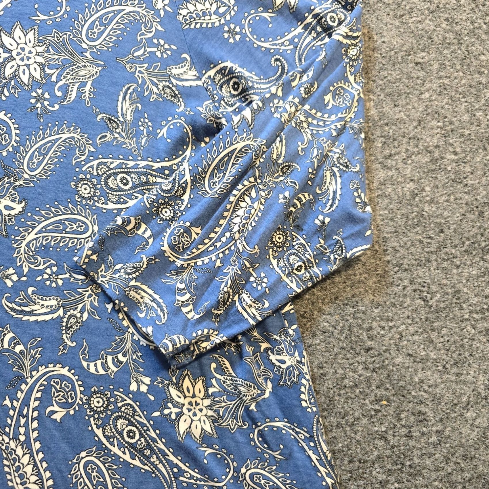 J. Jill J. Jill Dress Women L Blue Paisley Long Sleeve 1/4 Button Stretch Casual Shirt Dress Size L / US 10 / IT 46 - 4 Thumbnail