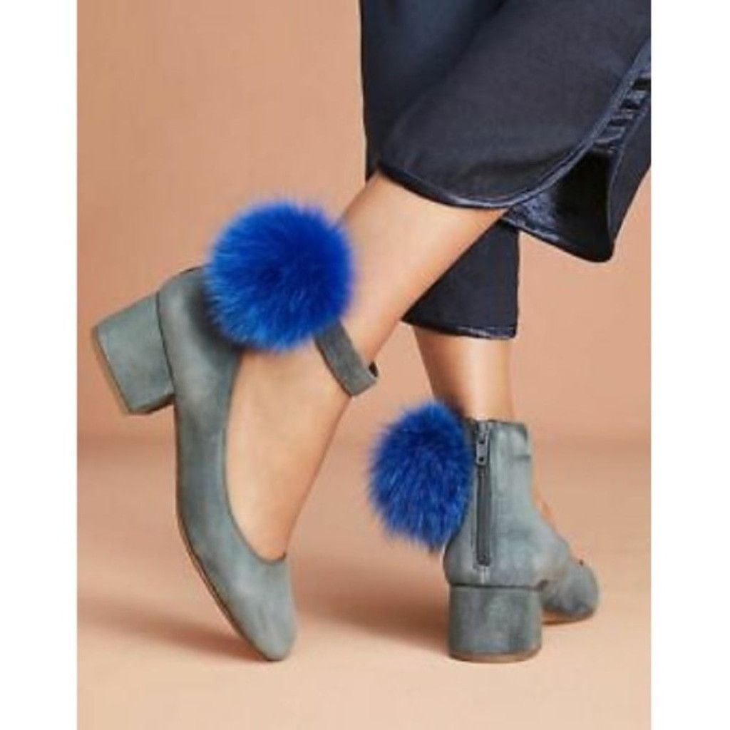 Cecelia New York Liv INK Fox Fur Block Heel Dress Pump