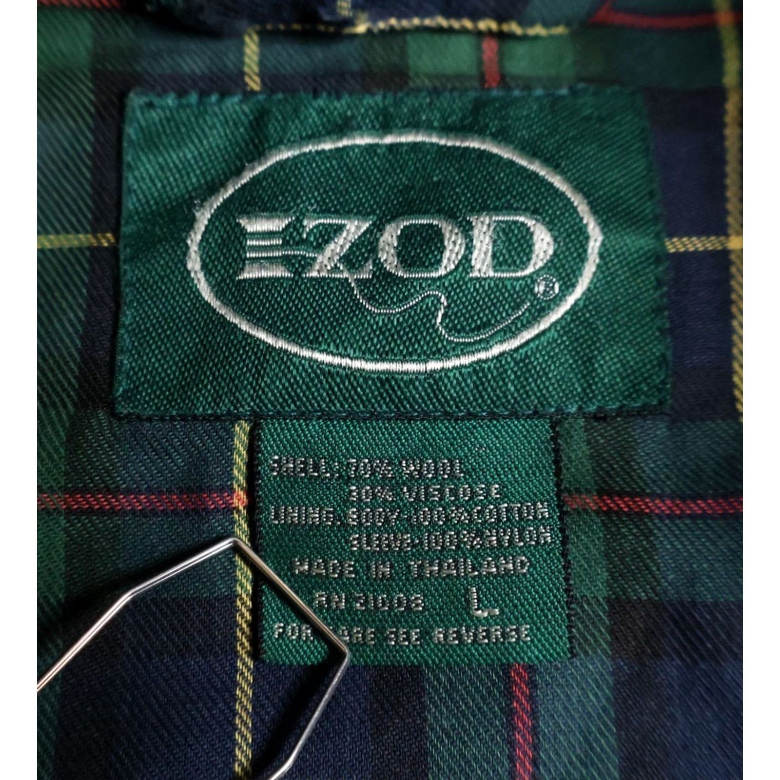Izod VINTAGE IZOD Wool Bomber Jacket Mens Large Dark Gray Full Zip Tartan Plaid Lined Preppy Size US L / EU 52-54 / 3 - 3 Thumbnail