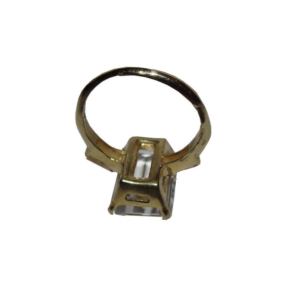 Handmade 18 kt Gold Vermeil Silver Emerald Cut Rock Crystal Quartz Size ONE SIZE - 3 Thumbnail