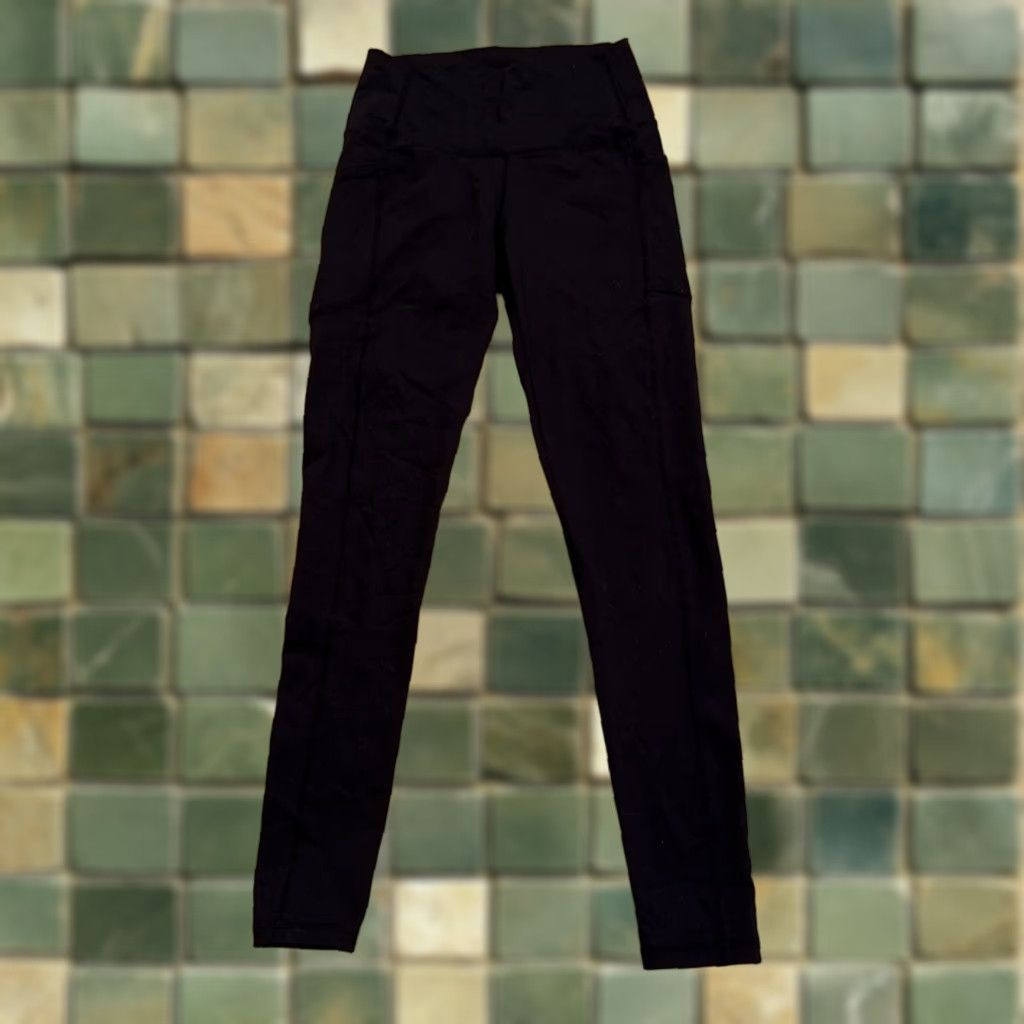 Vintage Buff Bunny Leggings Women's High-Waisted Compression Full Length Side Pockets Small Black Workout Gym Size 28" / US 6 / IT 42 - 1 Thumbnail
