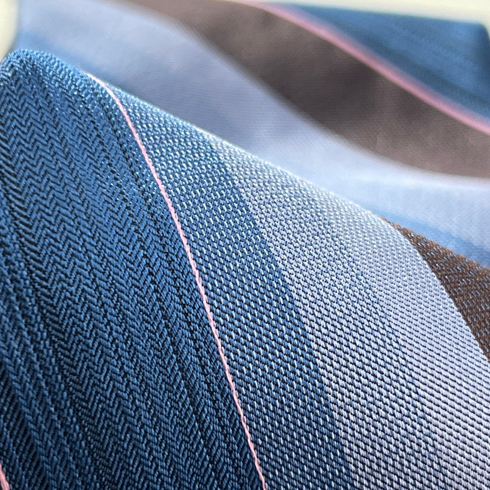 Valentino Valentino Mens Tie Blue Grey 100% Silk Woven Striped Necktie Size ONE SIZE - 5 Thumbnail