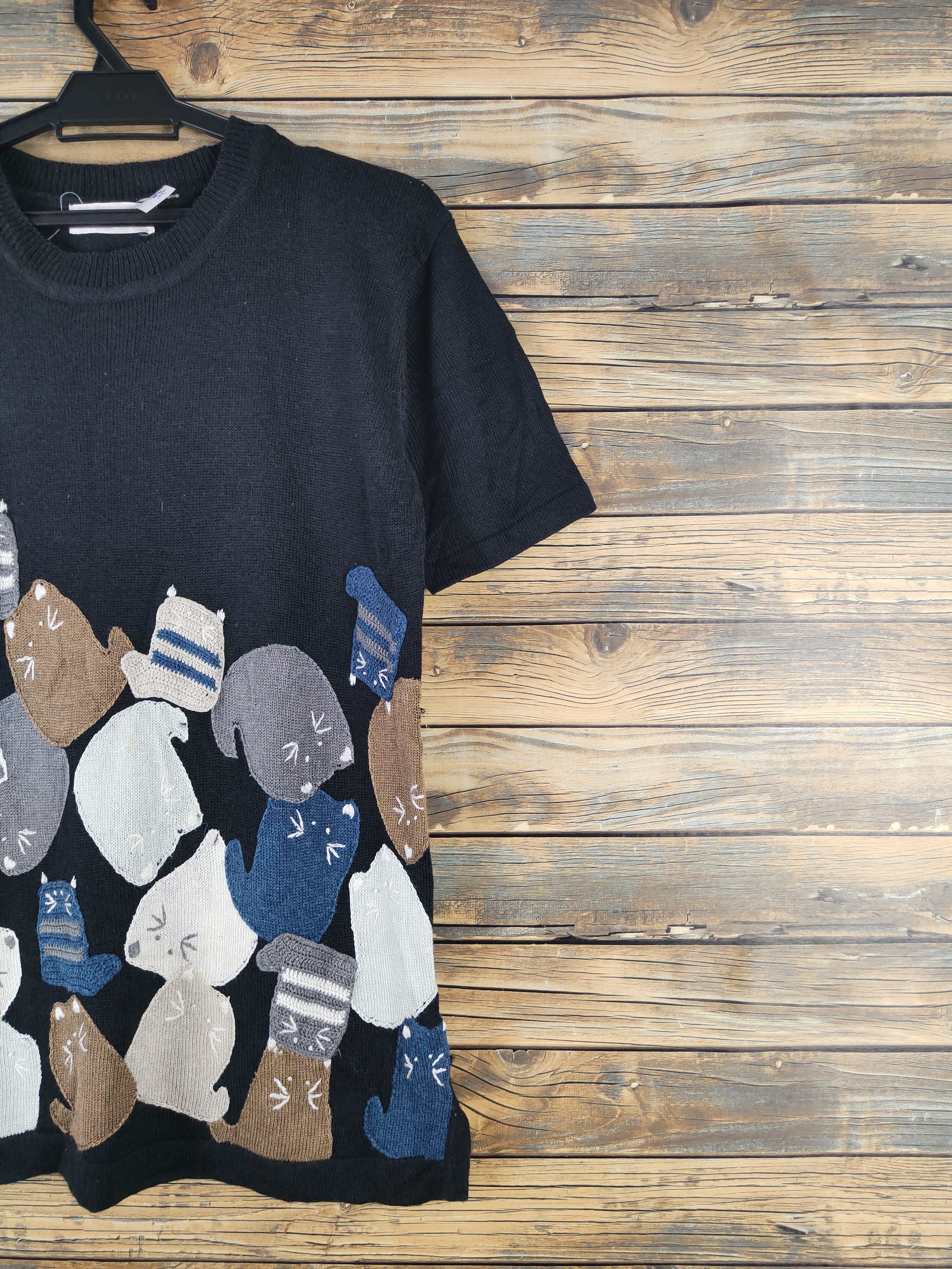 Japanese Brand Hana no Hana Black Cats Short Sleeve T-shirts #W1767 Size US M / EU 48-50 / 2 - 6 Thumbnail
