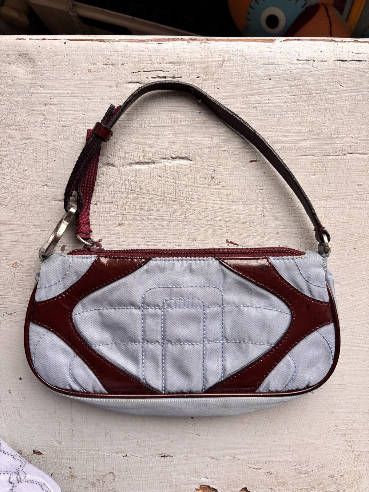Prada Prada Handbag Light Blue - Maroon Size ONE SIZE - 2 Thumbnail