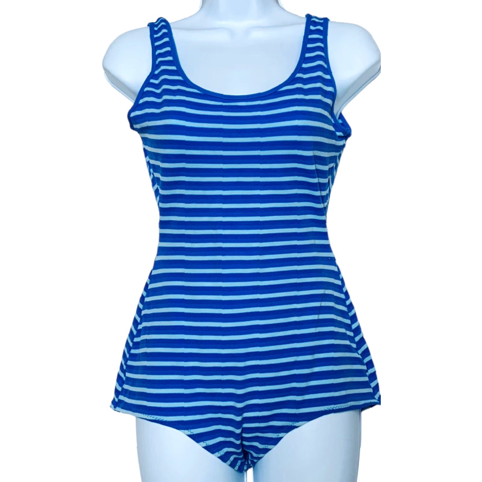 Vintage VINTAGE Magic Lady Swimsuit Body Suit Blue Stripe 100% Nylon Stretch L/XL Womens Men? Size L / US 10 / IT 46 - 2 Thumbnail