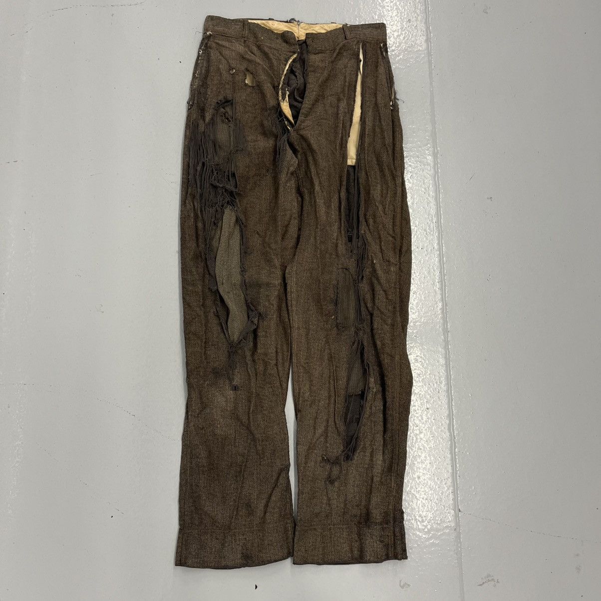 Vintage 40s Salt & Pepper Moleskin Distressed Pants 28x31