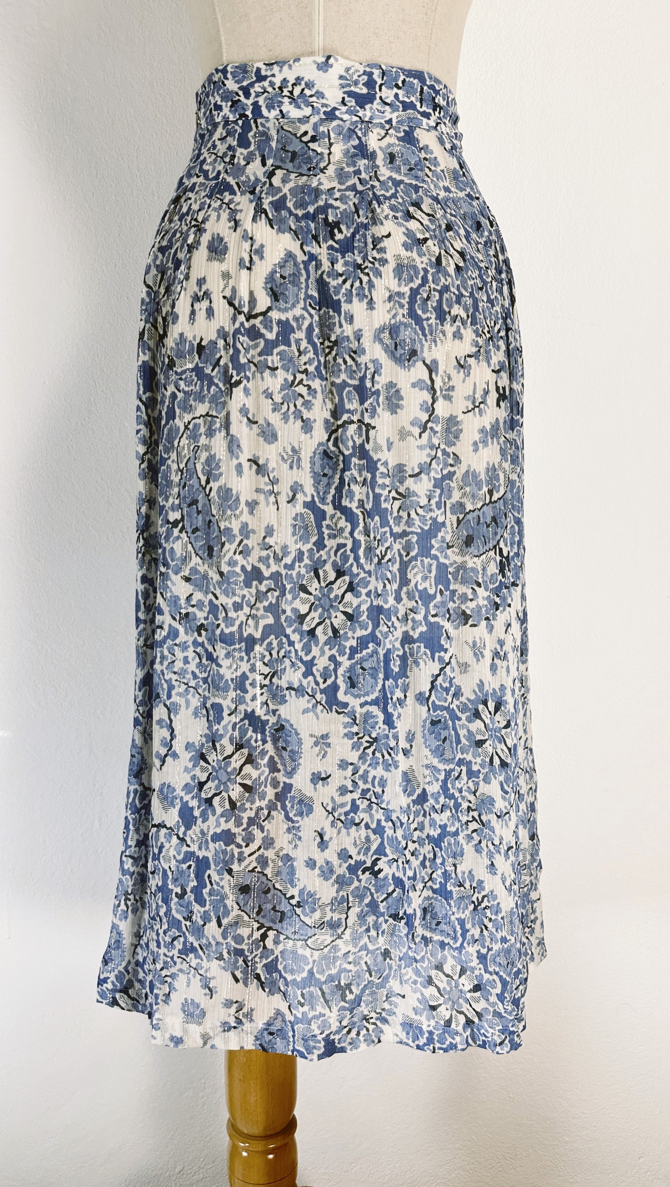 Sezane Blue Midi Skirt Size 26" / US 2 / IT 38 - 5 Thumbnail