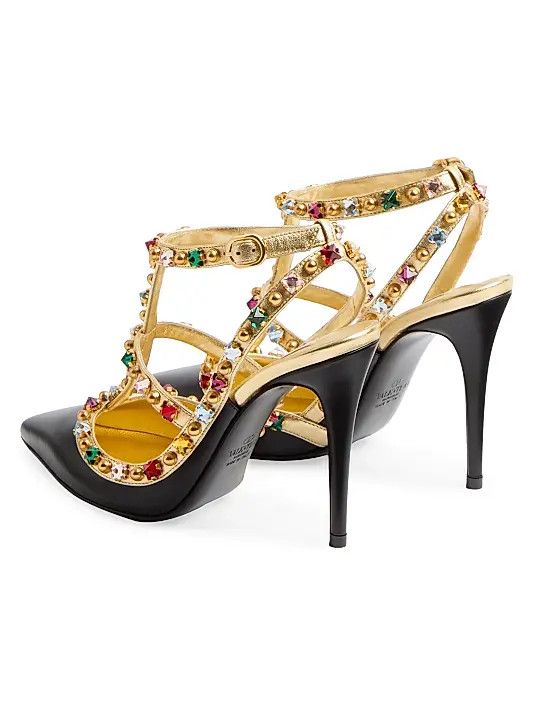 Valentino os11x0126 Rockstud Calfskin Pumps 100mm Crystals Multicolor Size US 8 / IT 38 - 4 Thumbnail