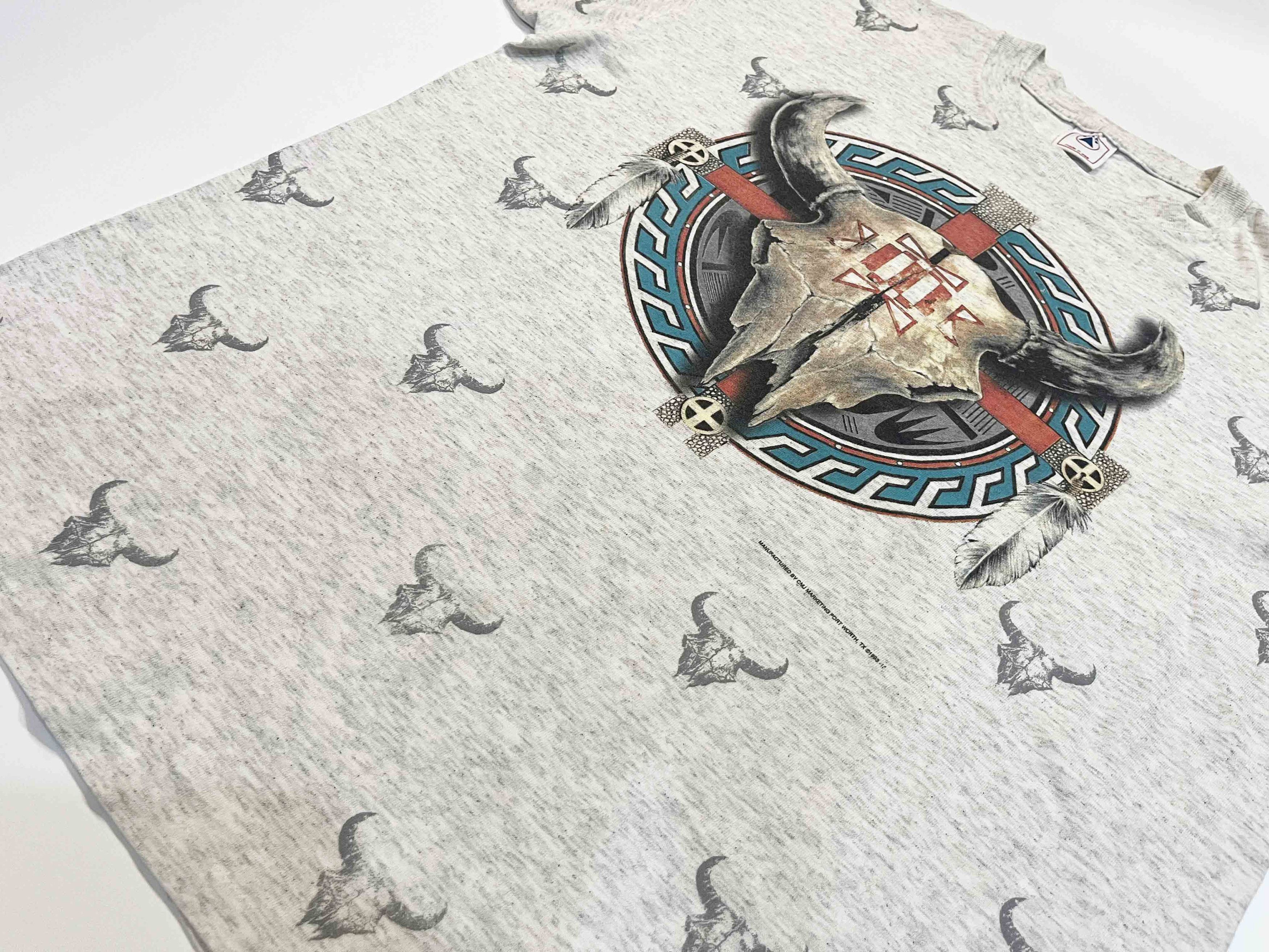 Delta × Vintage Vintage Delta 1993 Buffalo Skull Cowboy AOP T-Shirt Size US L / EU 52-54 / 3 - 7 Thumbnail