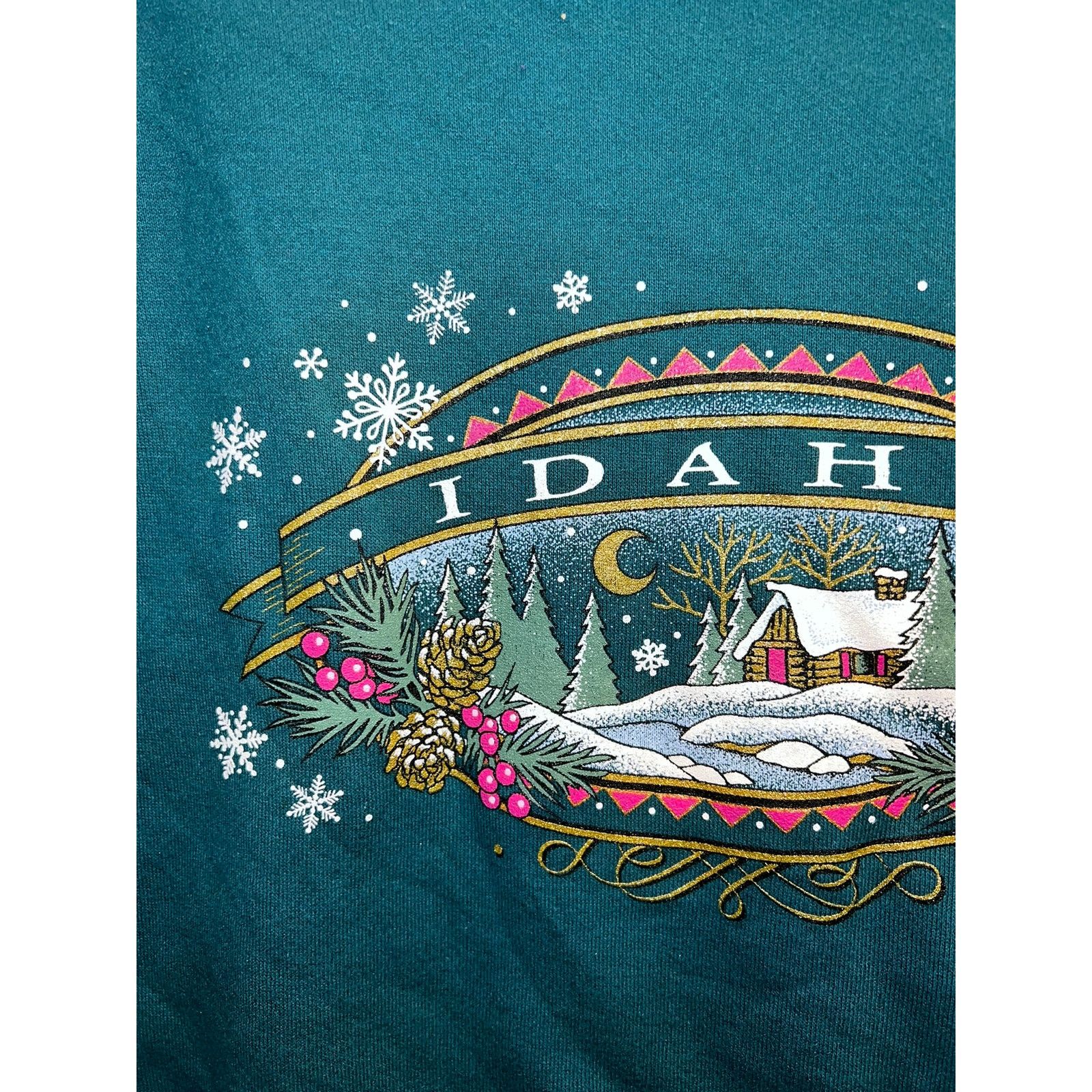 Jerzees Vintage Idaho Sweatshirt Crewneck Green Winter Men's 90s XL Size US XL / EU 56 / 4 - 3 Thumbnail