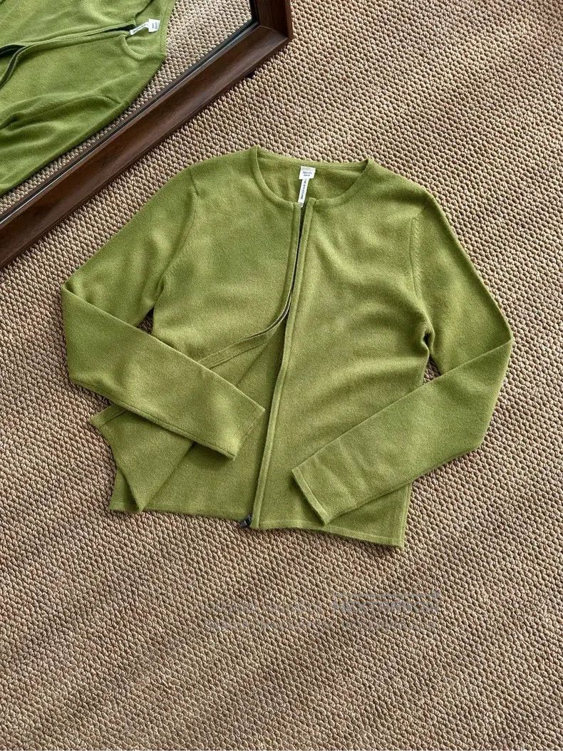 Hermes Hermes Green Cashmere Zip Knit Top, Women's Size XS / US 0-2 / IT 36-38 - 2 Thumbnail