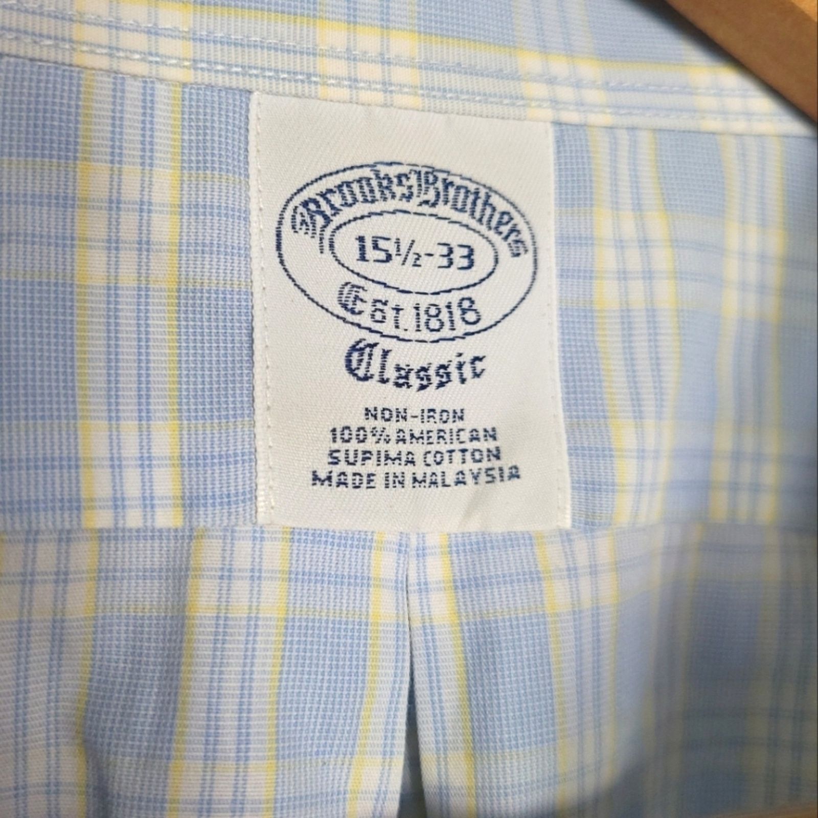 Brooks Brothers Brooks Brothers Supima Cotton Plaid Mens Shirt 15.5-33 Blue Size US S / EU 44-46 / 1 - 6 Thumbnail