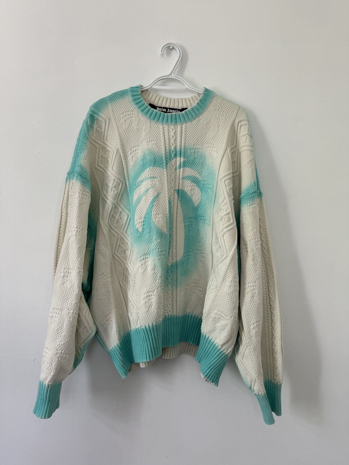 Palm Angels Palm Angels Off White Sprayed Palm Sweater Size US L / EU 52-54 / 3 - 3 Thumbnail