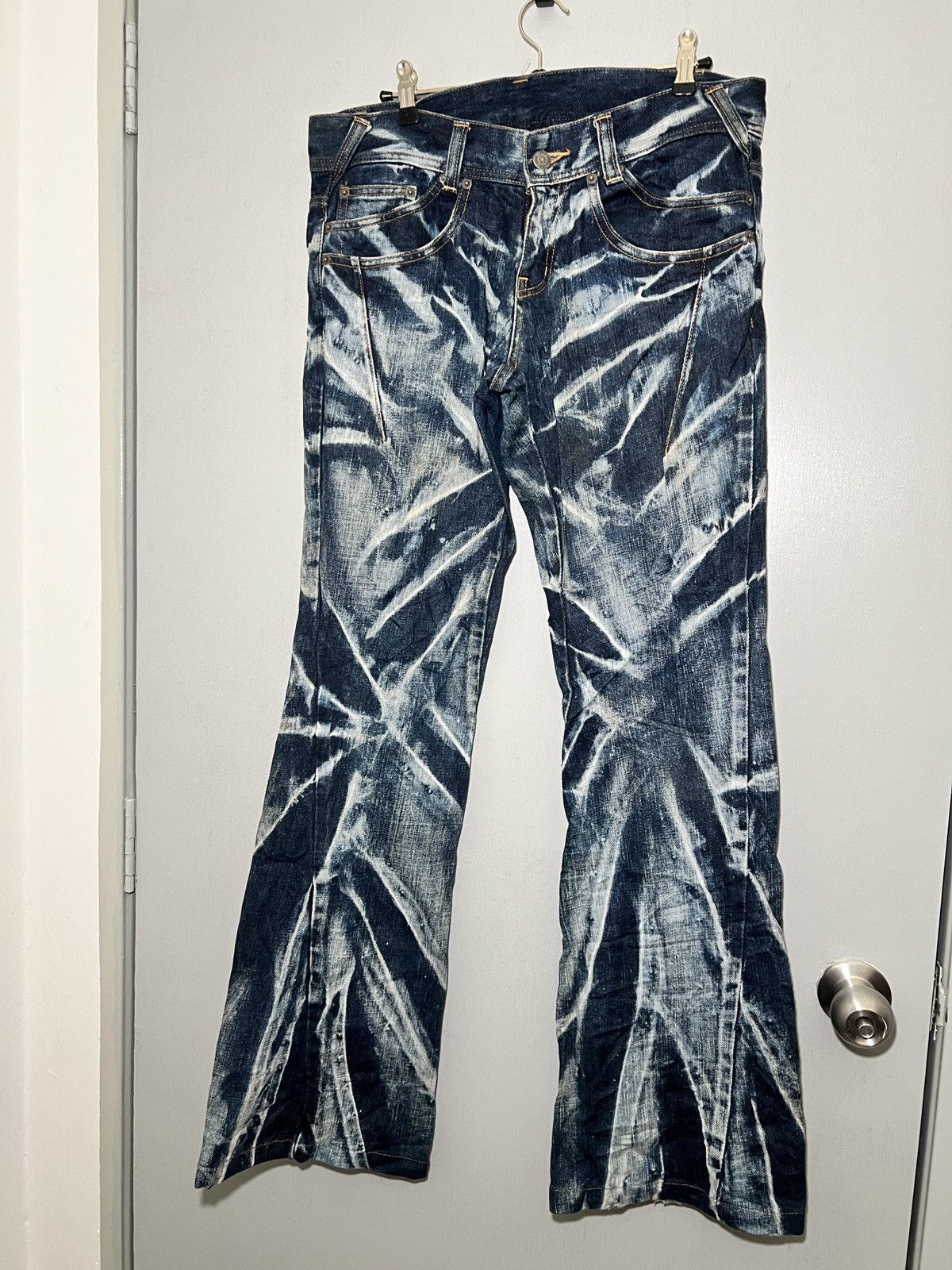 TORNADO MART Acid Wash Flare Jeans