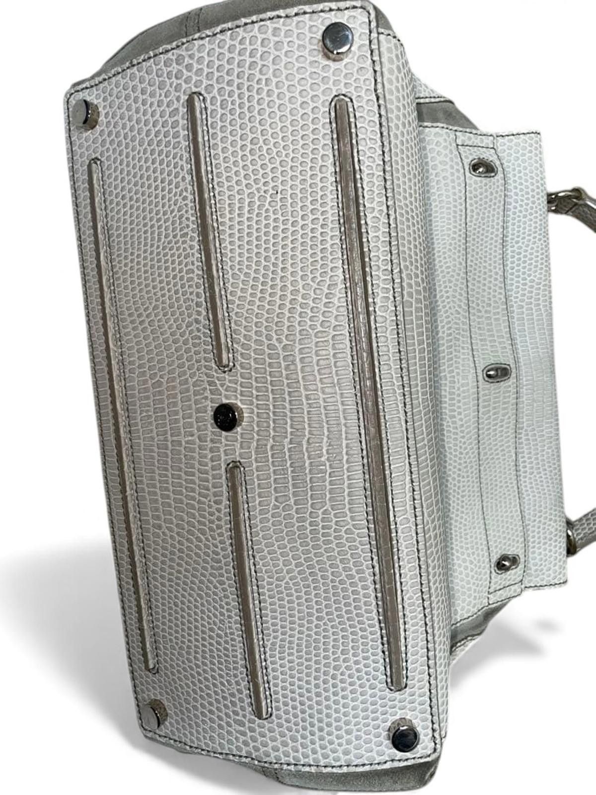 Saint Laurent Paris Saint Laurent - White Textured Leather Handbag Croco Size ONE SIZE - 5 Thumbnail