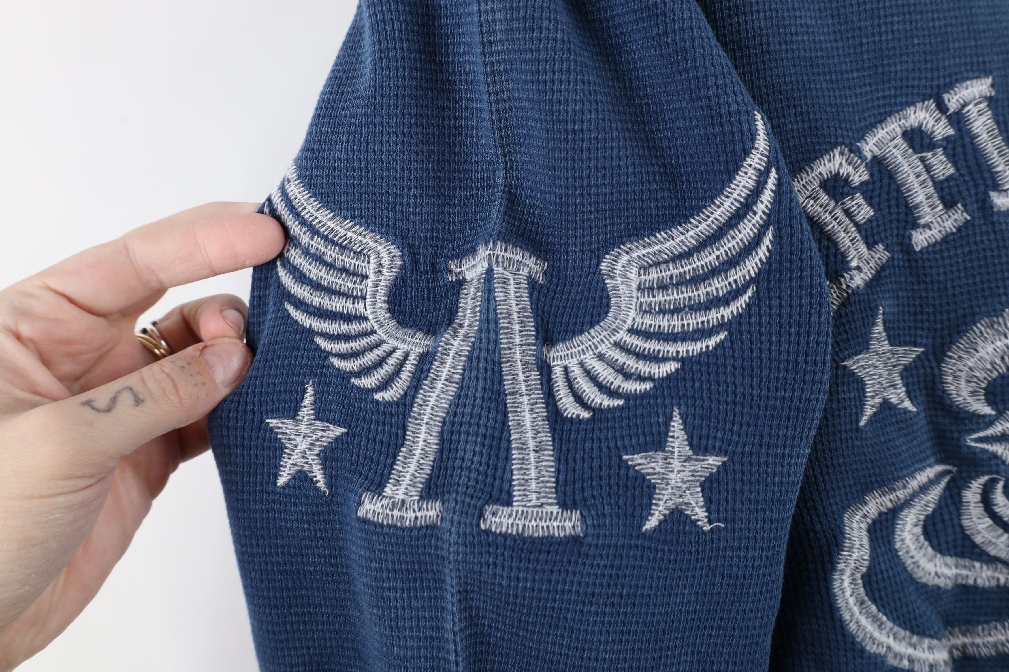 Affliction Vintage Y2K Affliction de Lis Thermal Waffle Knit T-Shirt Size US L / EU 52-54 / 3 - 5 Thumbnail