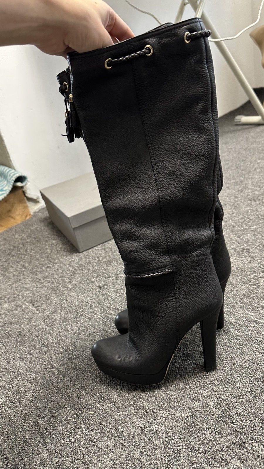 Gucci Gucci Black Leather Braided Accents Knee High Boots Size US 7 / IT 37 - 6 Thumbnail