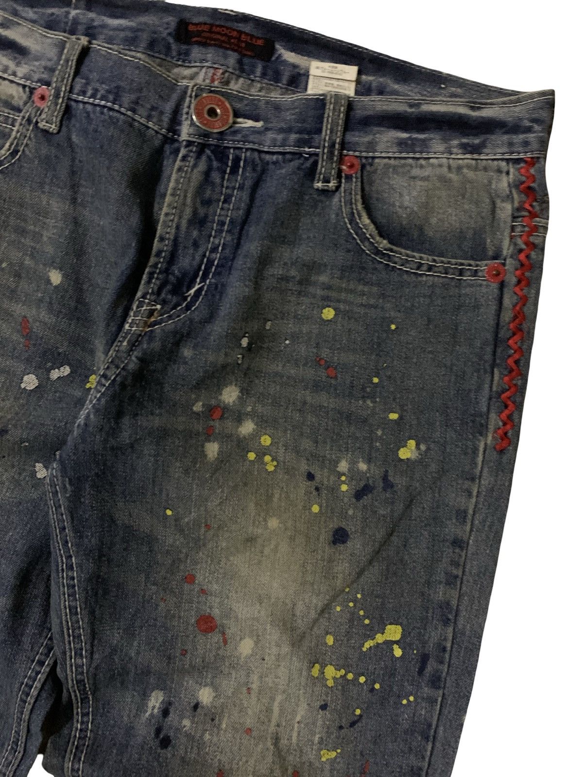 Hysteric Glamour 💥Blue Moon Blue Paint Splatter Designs Denim Size 33" - 6 Thumbnail