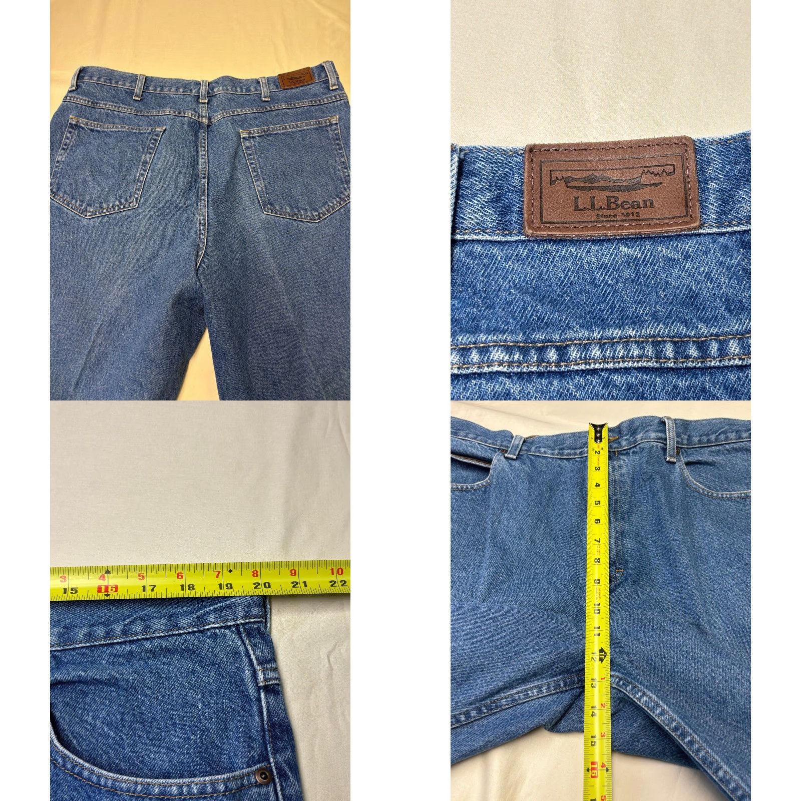 Vintage LL Bean Natural Fit Mens Jeans 40x28 Blue 100% Cotton Denim Straight Relaxed Five-Pocket Zip Button Closure Leather Patch Mens Size US 40 / EU 56 - 8 Thumbnail
