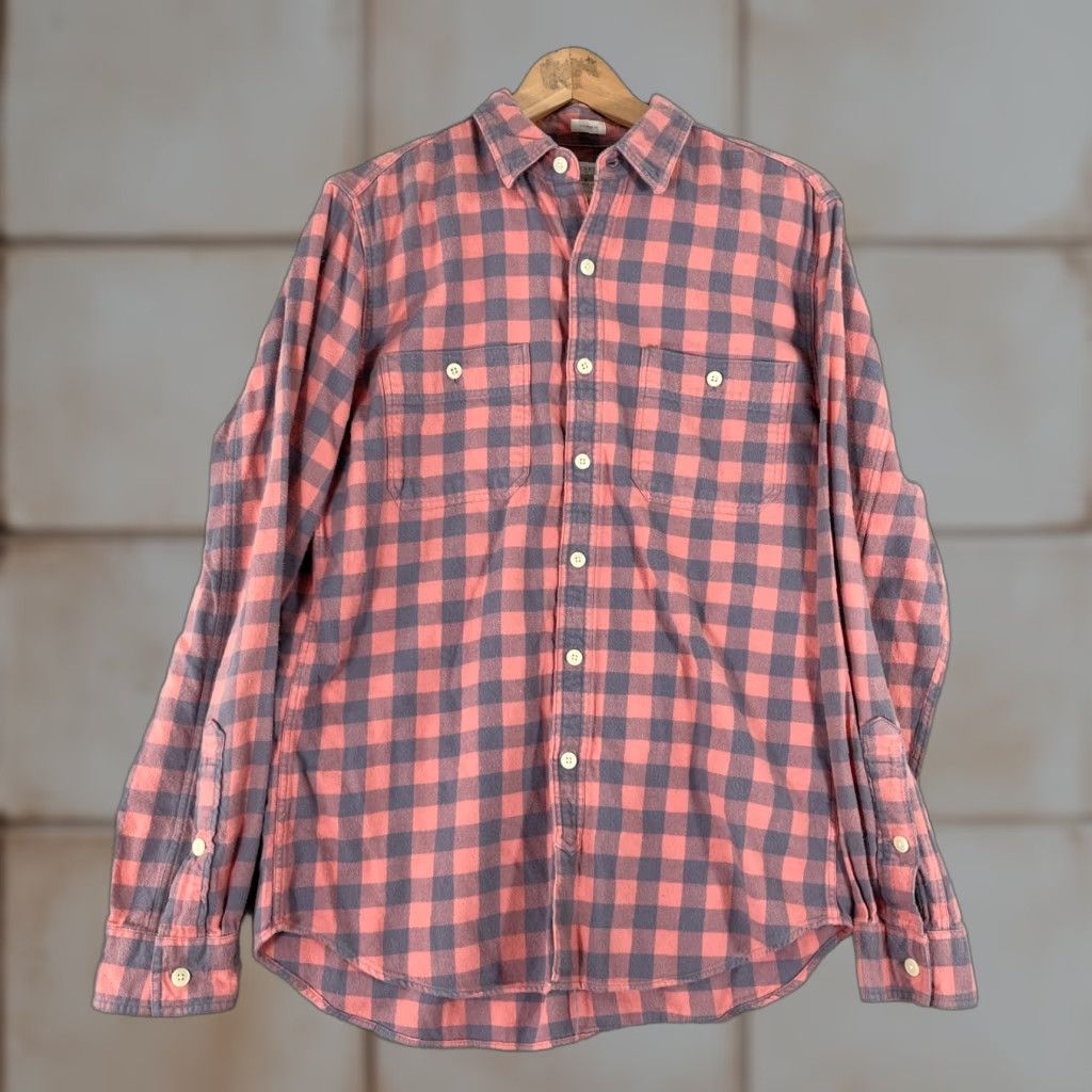 J.Crew J. Crew Plaid Flannel Button-Down Shirt Mens M Red Cotton Tailored Fit Size US M / EU 48-50 / 2 - 1 Thumbnail