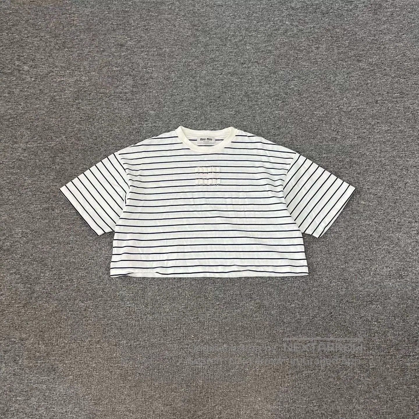 Miu Miu Miu Miu Embroidered Logo Striped T. Size XS / US 0-2 / IT 36-38 - 3 Thumbnail